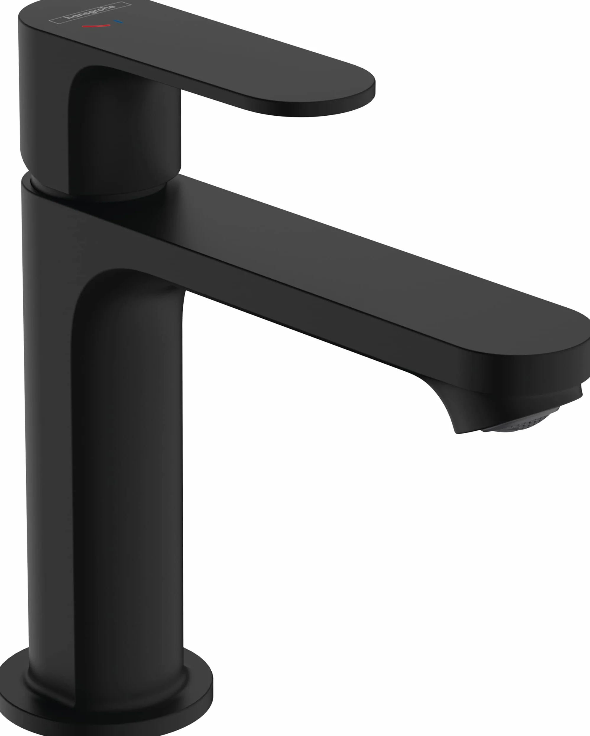 hansgrohe Rebris S 72527670 bateria umywalkowa z odpływem z drążkiem z metalu, energooszczędna (CoolStart), kran łazienkowy z wysokością wylotu 109 mm, energooszczędna (EcoSmart), matowa czerń
