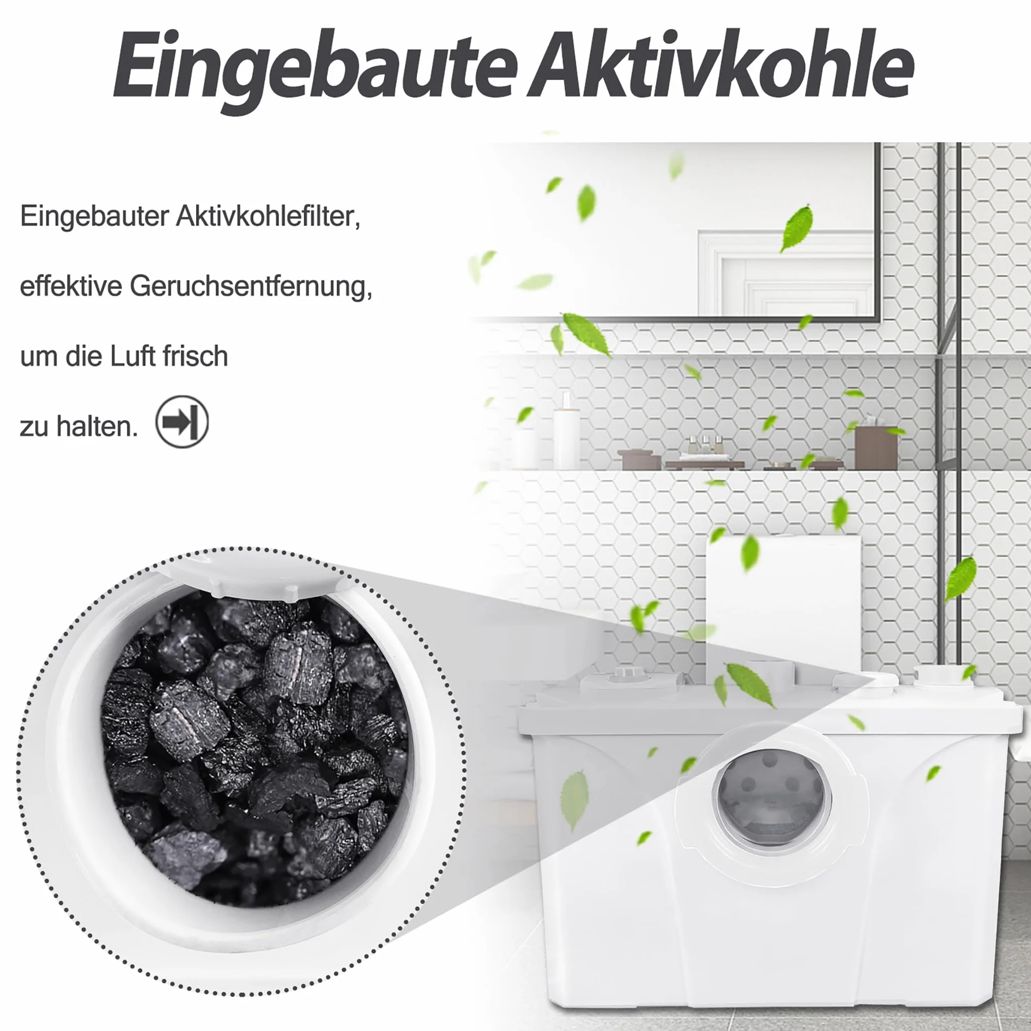 Froadp Pompy do Ścieków Sanitarnych 700W Przydomowa Stacja Podnoszenia Pompa do Ścieków z łopatkami ze Stali Nierdzewnej i Węglem Aktywnym Przepływ do 180L/min do Prysznica Kuchnia Umywalka