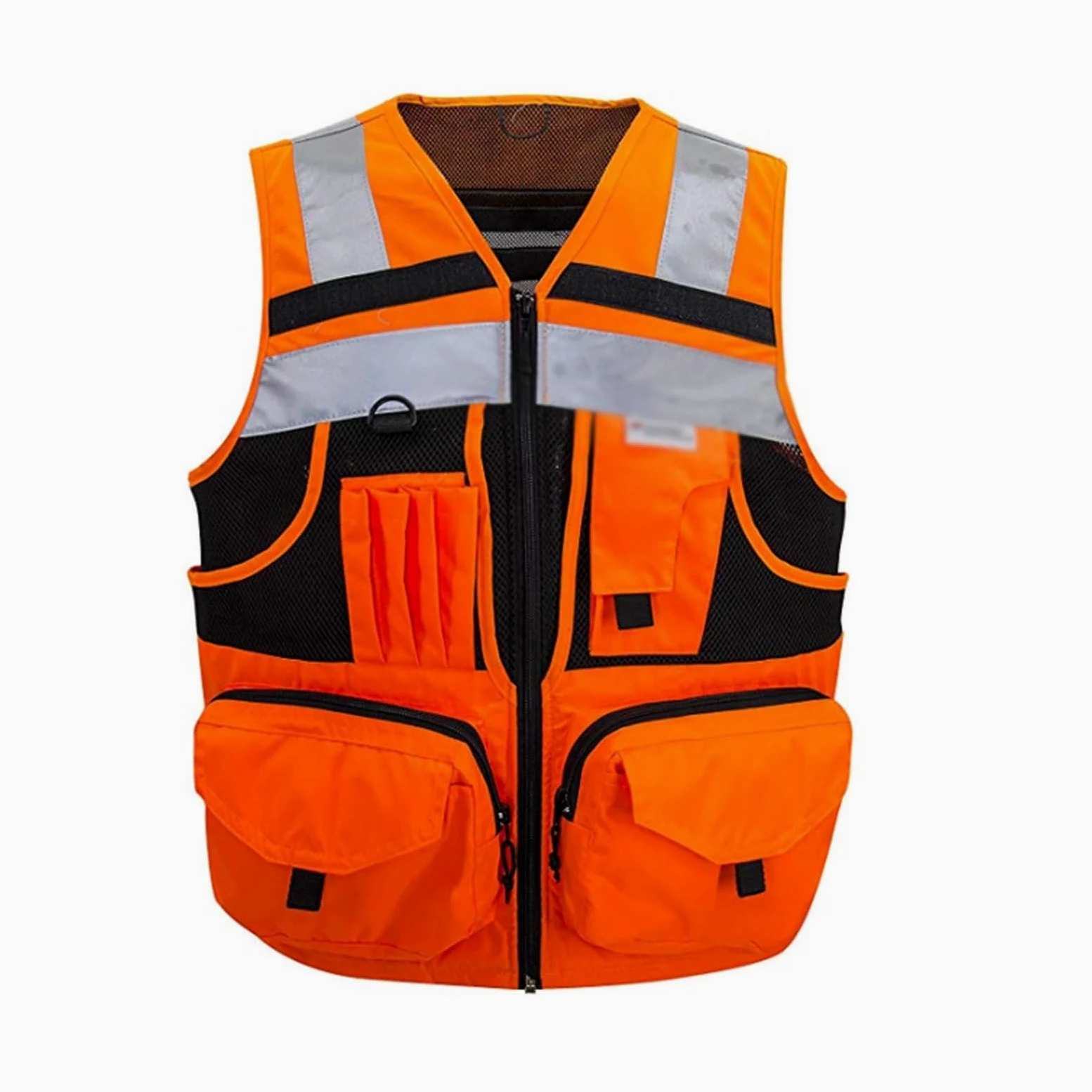 Kamizelka odblaskowa, Kamizelka odblaskowa Oxford z odblaskowymi paskami, wieloma kieszeniami, wielokolorowy, S-5XL(Orange,5XL)