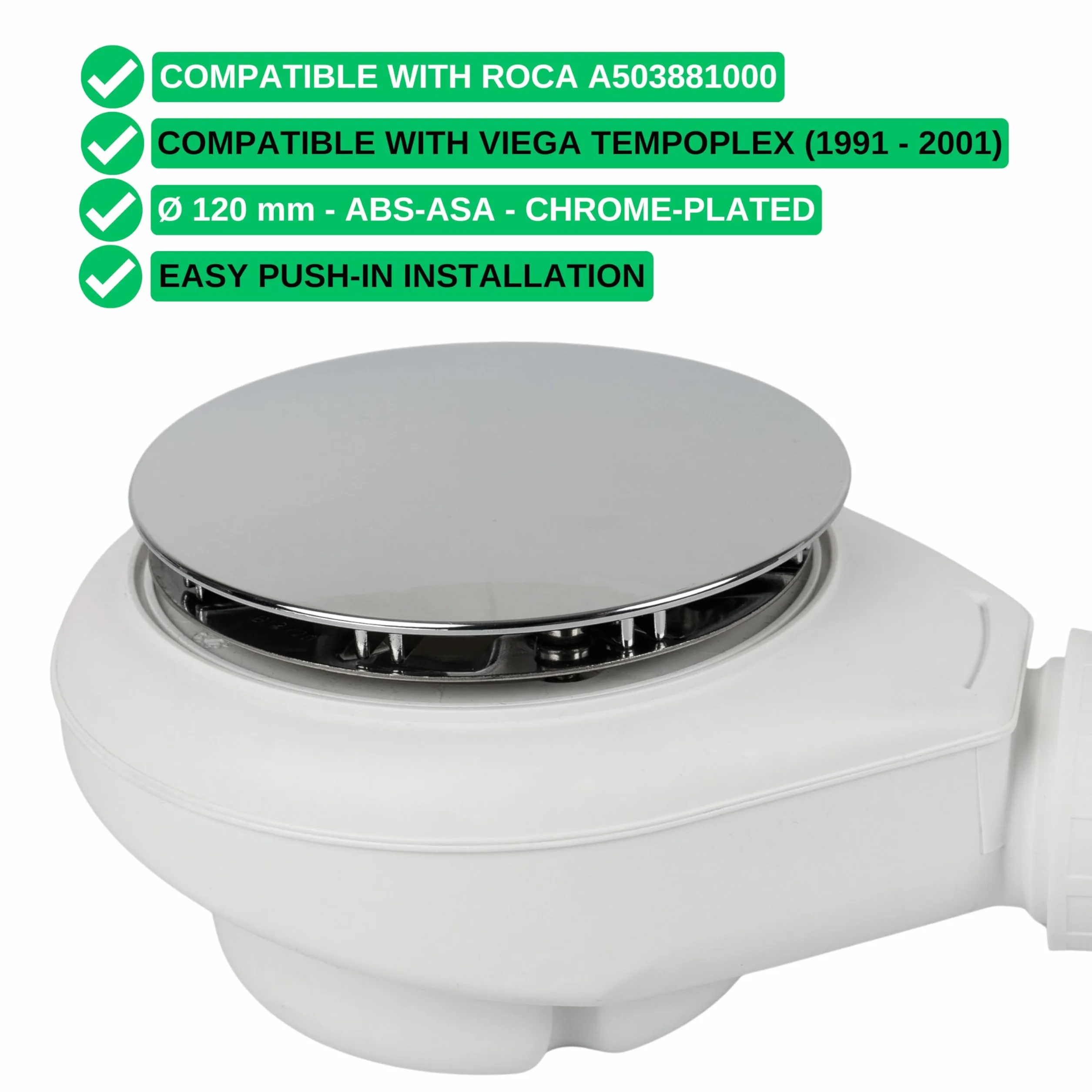 Your Day Mate Osłona odpływu prysznicowego, Ø 120 mm, kompatybilna ze starym zestawem odpływowym Viega Tempoplex i Roca, zamiennik modelu A503881000, 6956.0, 192 730, do brodzika prysznicowego