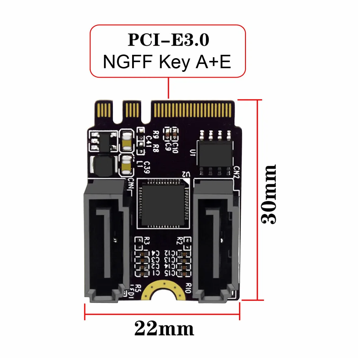 Klucz NGFF A+E PCI Express na SATA 3.0 6 Gb/s podwójny port adapter JMB582 2230