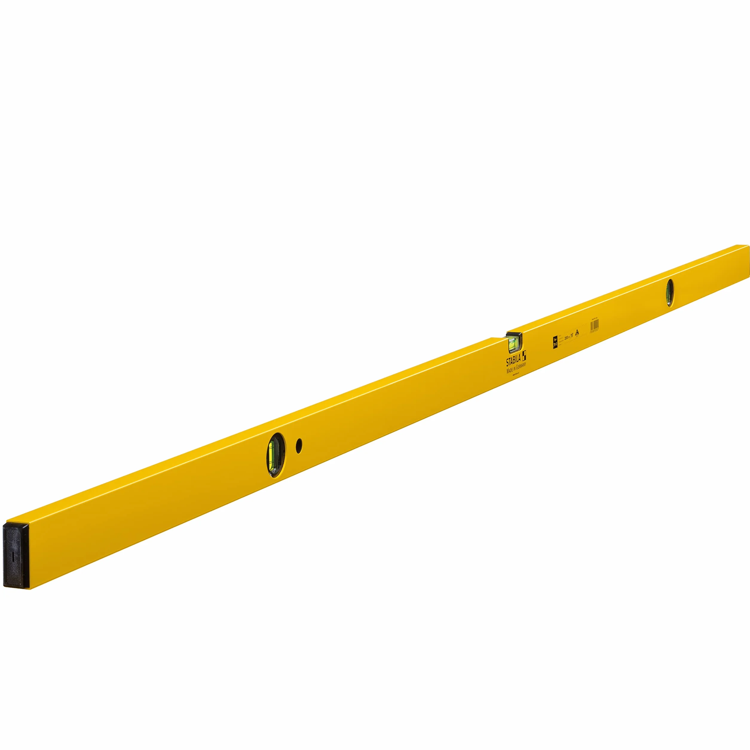 STABILA Poziomica typu 70-2, 200 cm, lekki profil aluminiowy, 1 pozioma libelka, 2 pionowe libele, Made in Germany, żółta