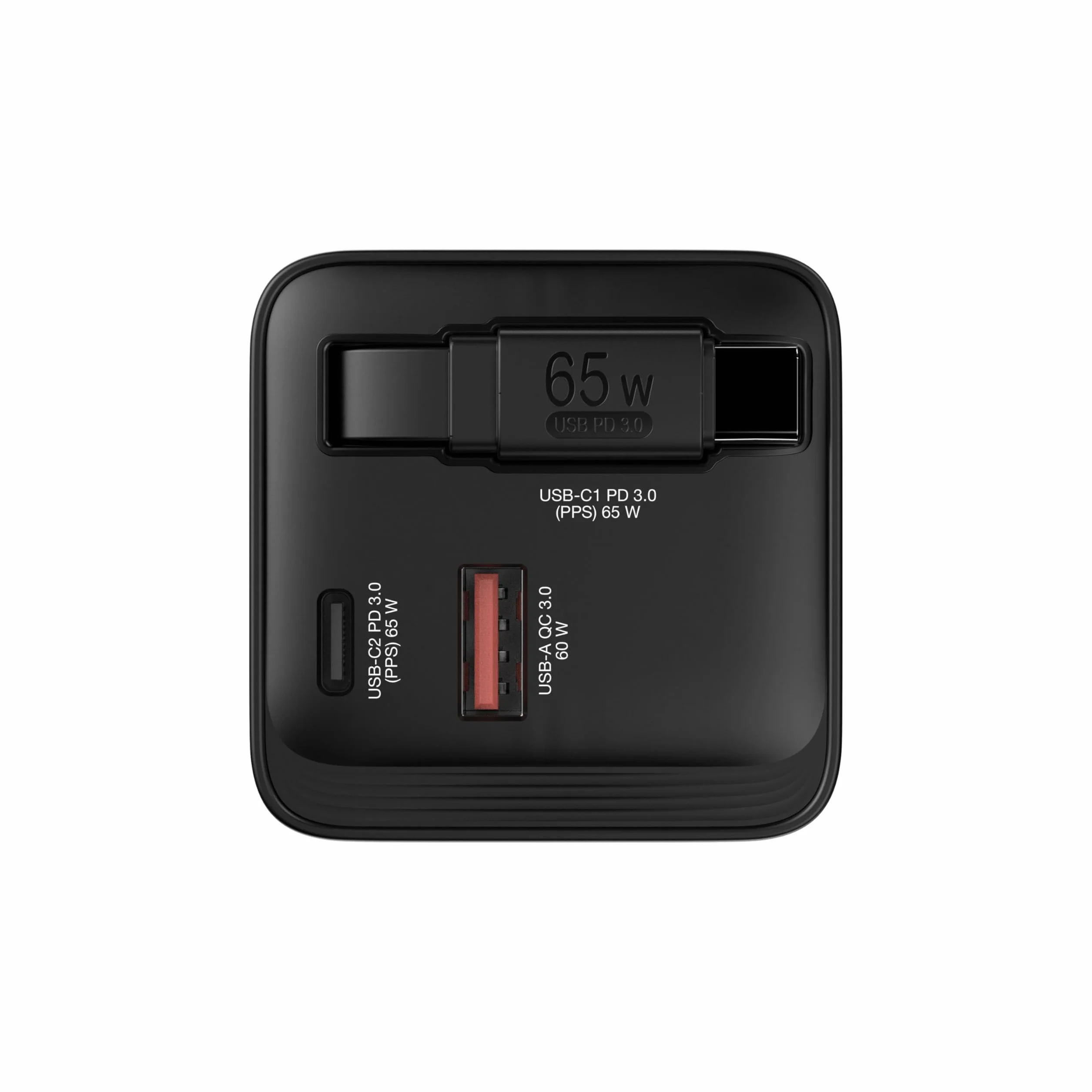 Verbatim GaN Charger 65 W Ładowarka USB-C 2-portowa z Wyciąganym Kablem USB-C i USB-A