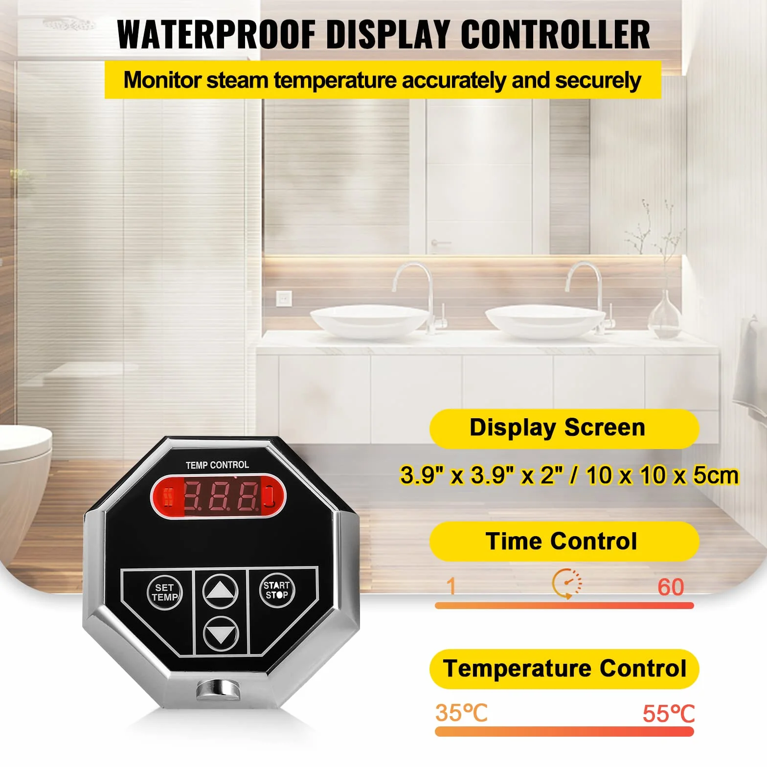VEVOR Model ST-60 maszyna parowa, domowy generator pary 6 kW, generator pary 220 V - 240 V, 50 Hz / 60 Hz, temperatura parownicy łazienkowej 35℃-55℃ do kąpieli generator pary SPA