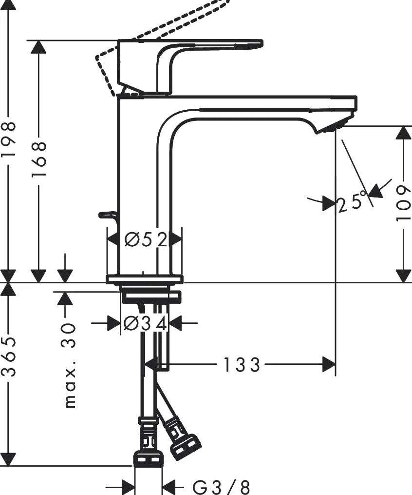 hansgrohe Rebris S 72527670 bateria umywalkowa z odpływem z drążkiem z metalu, energooszczędna (CoolStart), kran łazienkowy z wysokością wylotu 109 mm, energooszczędna (EcoSmart), matowa czerń