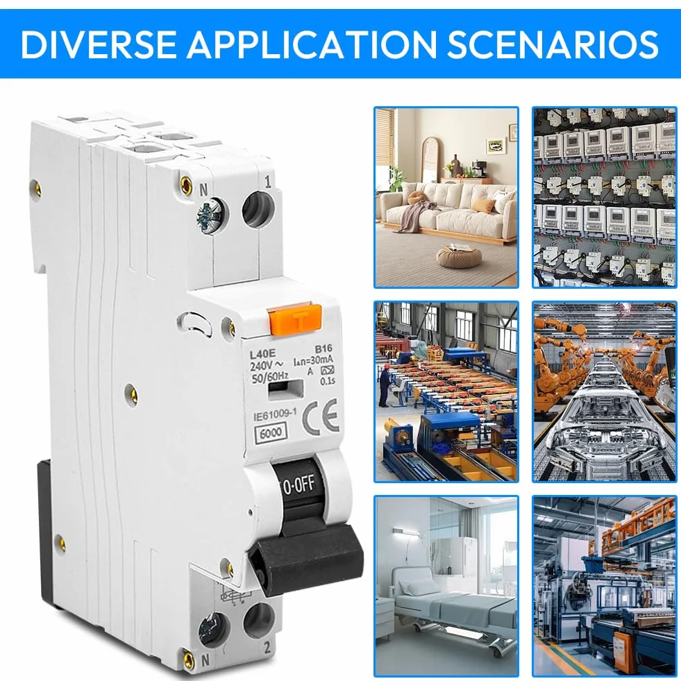 Wyłącznik Fi ls 16a, RCBO B16A 30mA, wyłącznik różnicowoprądowy, 230 V, 1P+N, typ A, RCD Protected Circuit Breaker, DIN Rail Mounting, Curve C