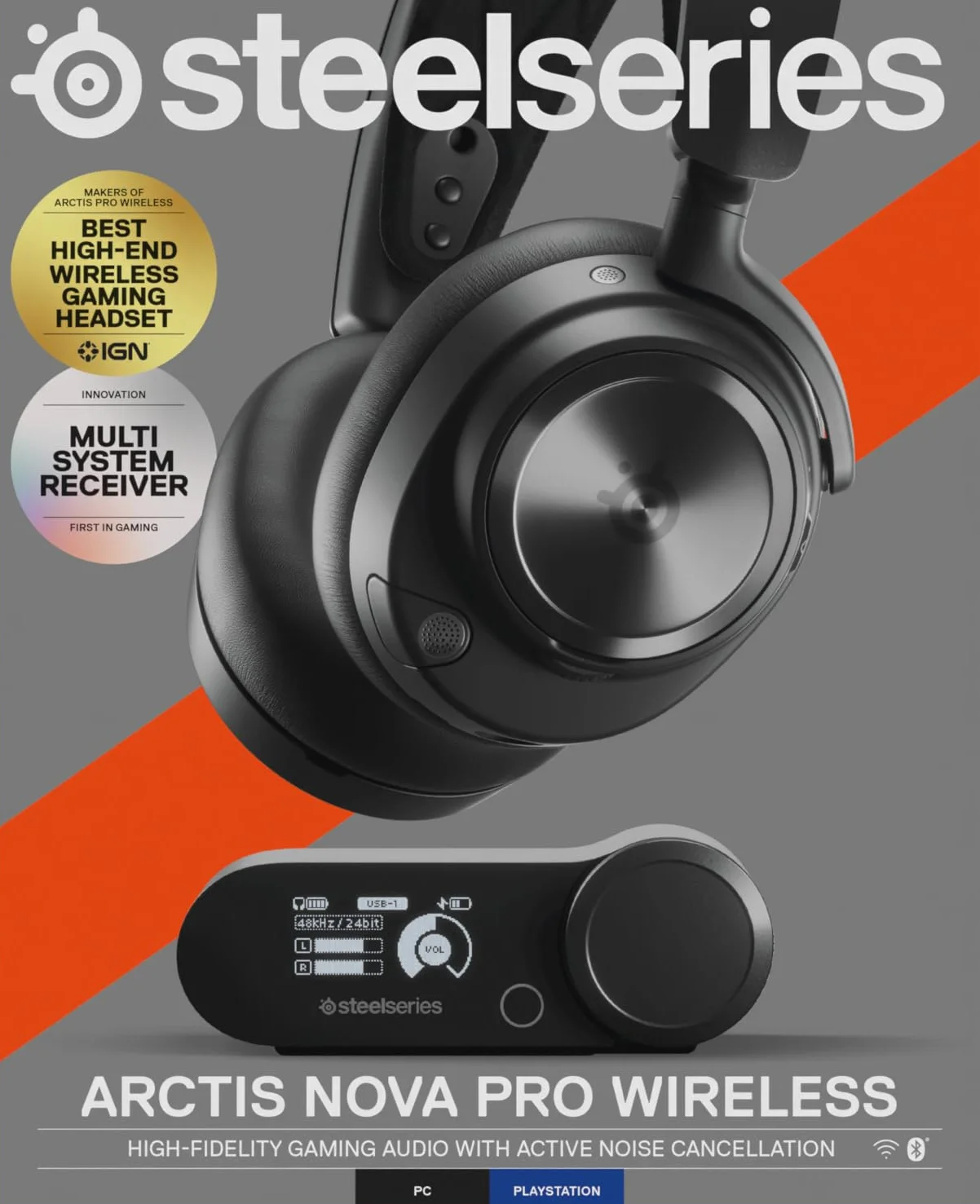 SteelSeries Arctis Nova Pro bezprzewodowe słuchawki do gier ANC neodymowe przetworniki magnetyczne ClearCast 2. gen