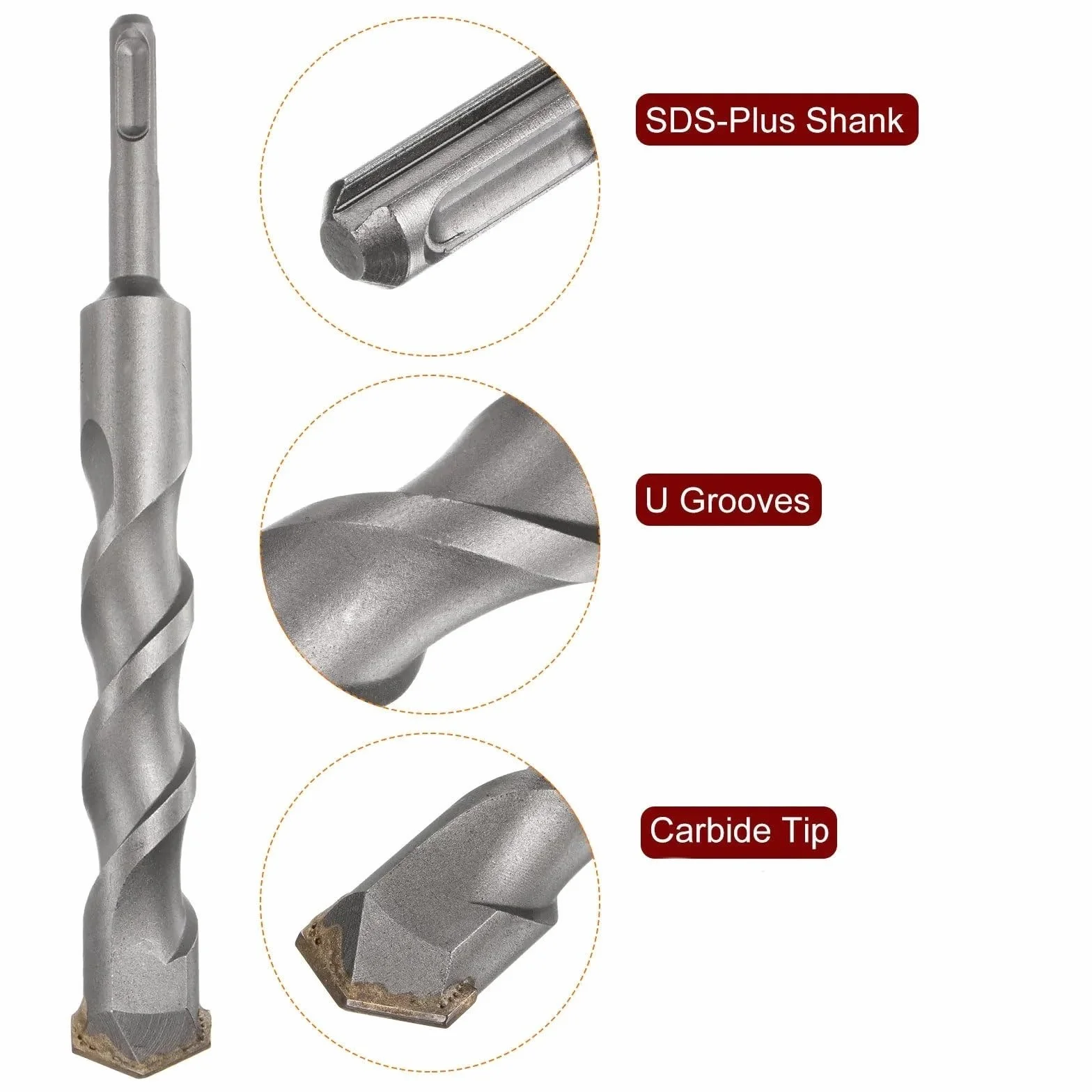 Zestaw wiertła obrotowego SDS Plus， Wiertło do muru SDS Plus 1200 mm 10–25 mm Końcówka węglikowa Beton Cegła Kamień | 14mm