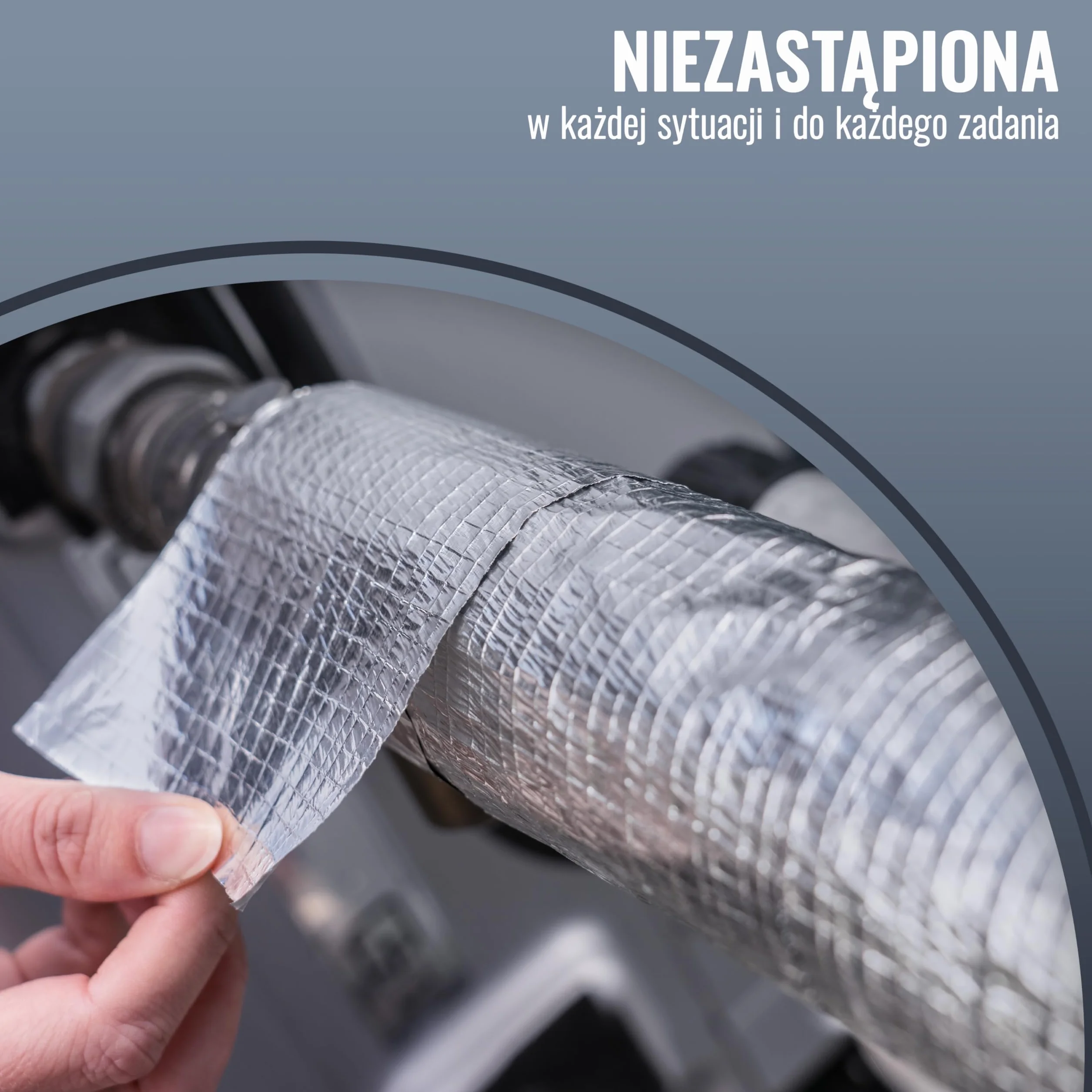 Poppstar aluminiowa taśma klejąca, wzmocniona siatką do rur i izolacji (50 m x 48 mm) odporna na wysokie temperatury i parę, taśma aluminiowa 48mm samoprzylepna
