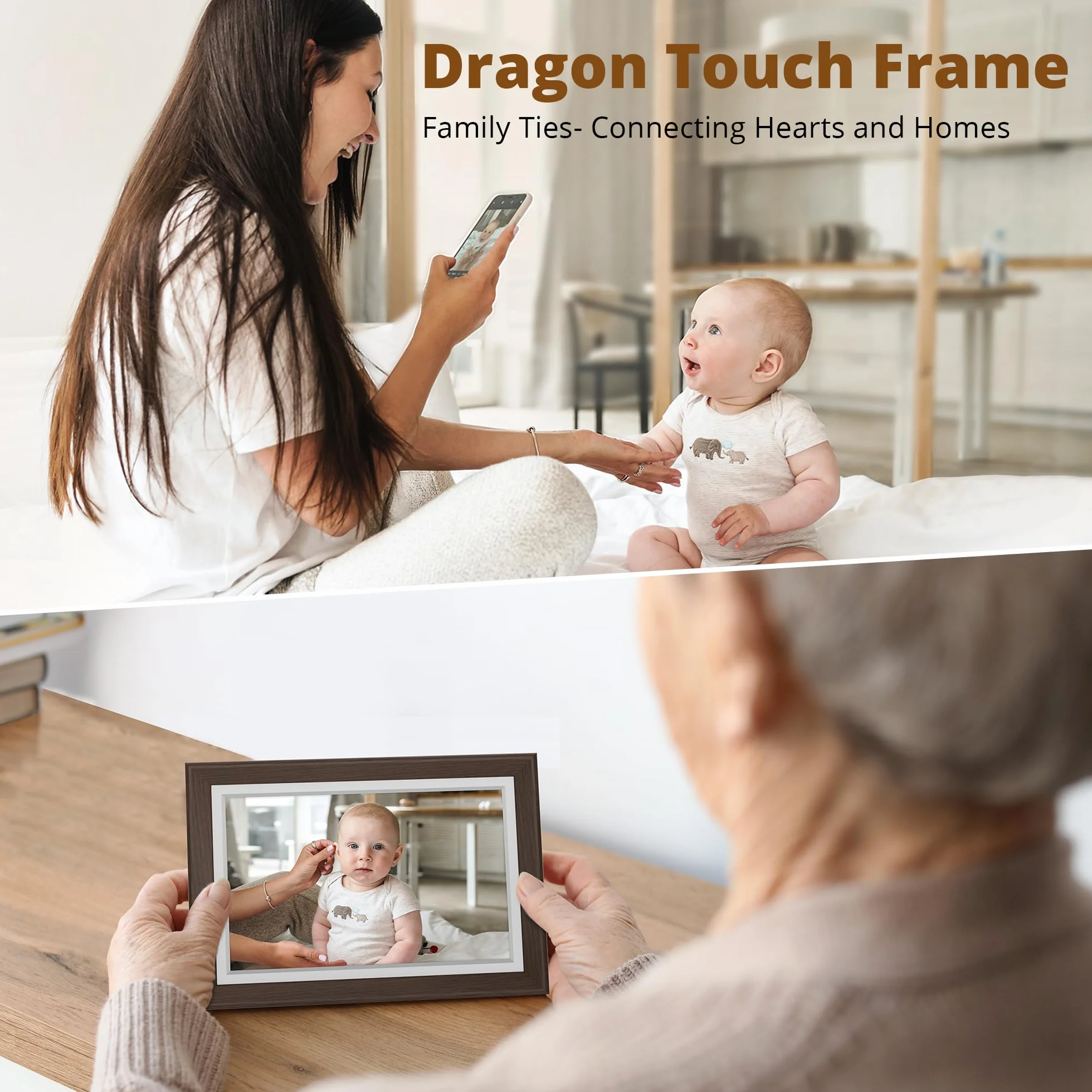 Dragon Touch Cyfrowa ramka na zdjęcia WiFi 10-calowy ekran dotykowy IPS 32 GB