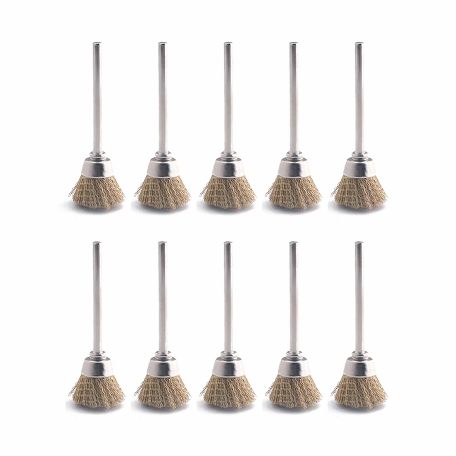 Nasadki szczotkowe do wiertarek, Druciane kółko Szczotka garnkowa Wiertła Szczotki końcowe 10 szt. Trzpień 3 mm Mosiądz i stal 3x13-25(3x25mm Brass)