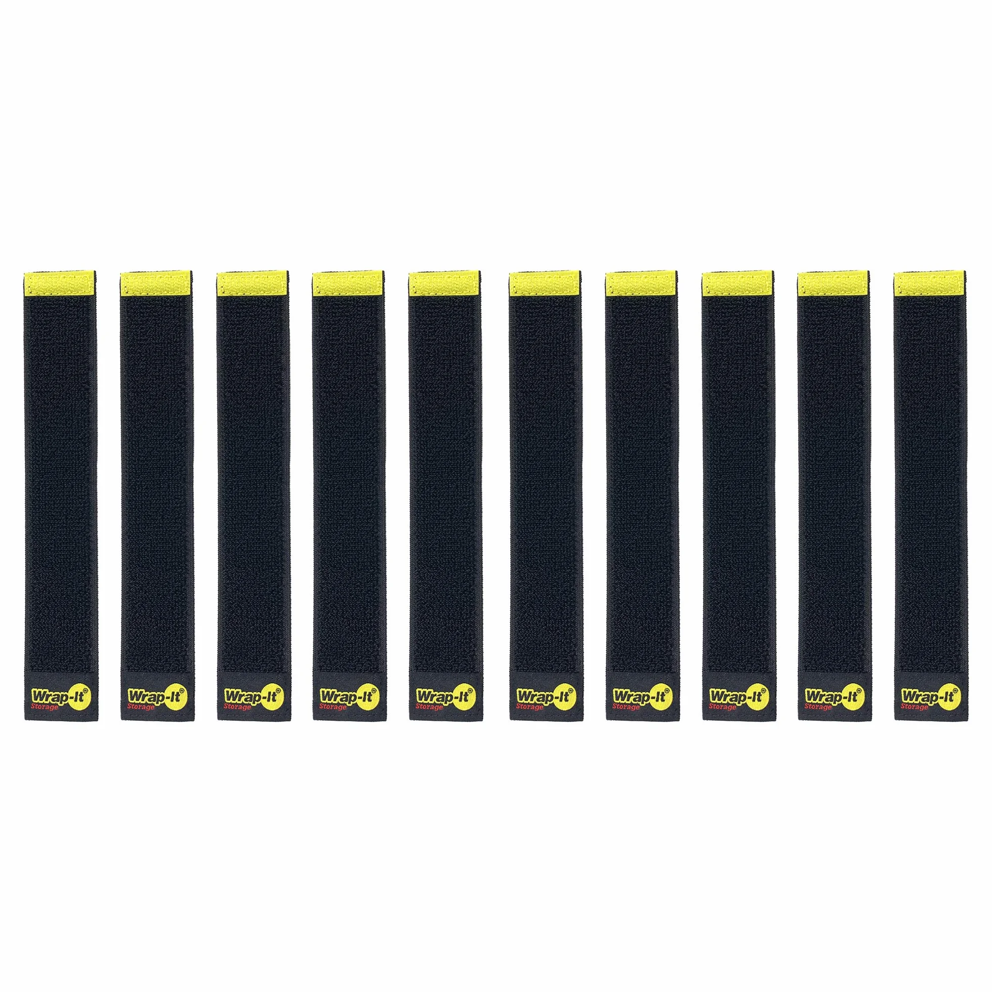 Paski do selfie firmy Wrap-It Storage, 23 cm (10 szt.), czarne, rozciągliwy organizer na sznurek z rzepem, który pozostaje przymocowany do przewodu, do zarządzania kablami elektrycznymi i organizacji
