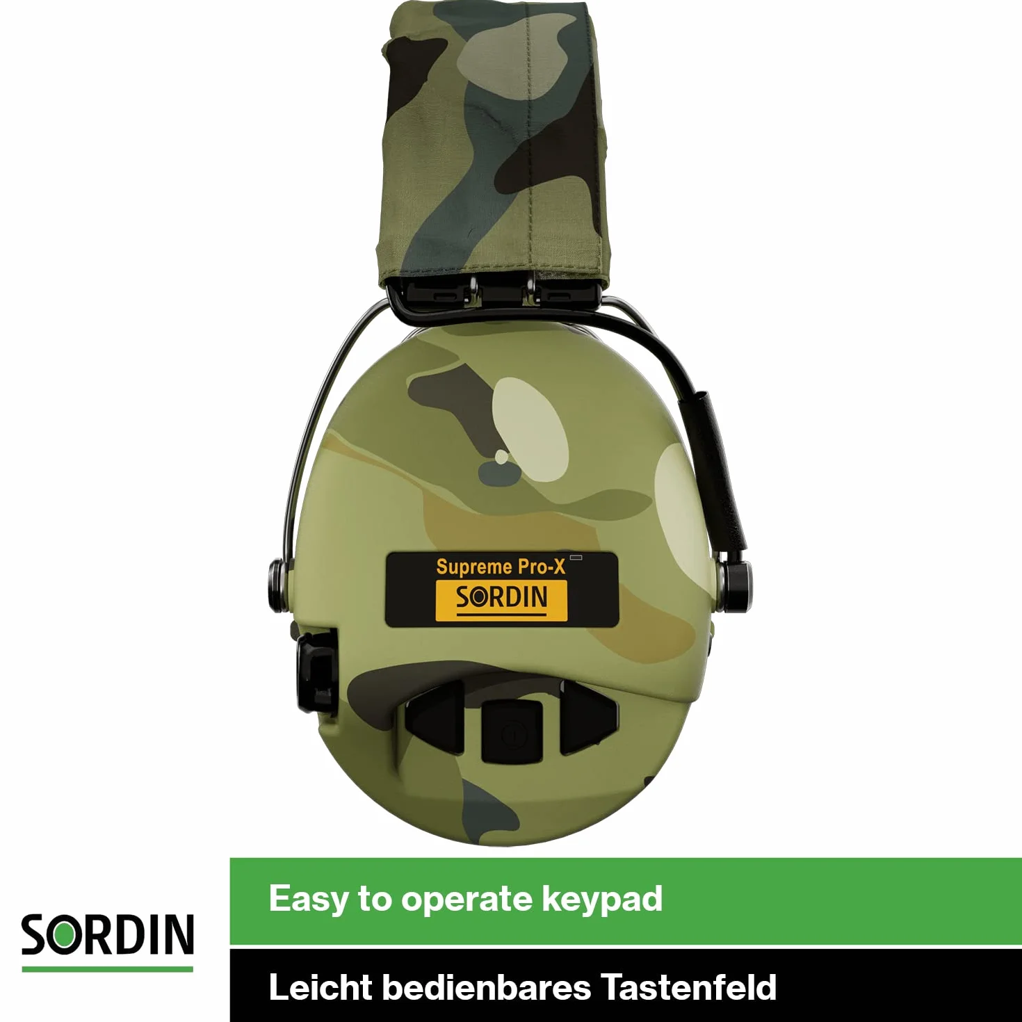 Sordin Pro-X LED - aktywny ochronnik słuchu dla myśliwych - EN 352 - żelowa poduszka i skórzany pasek
