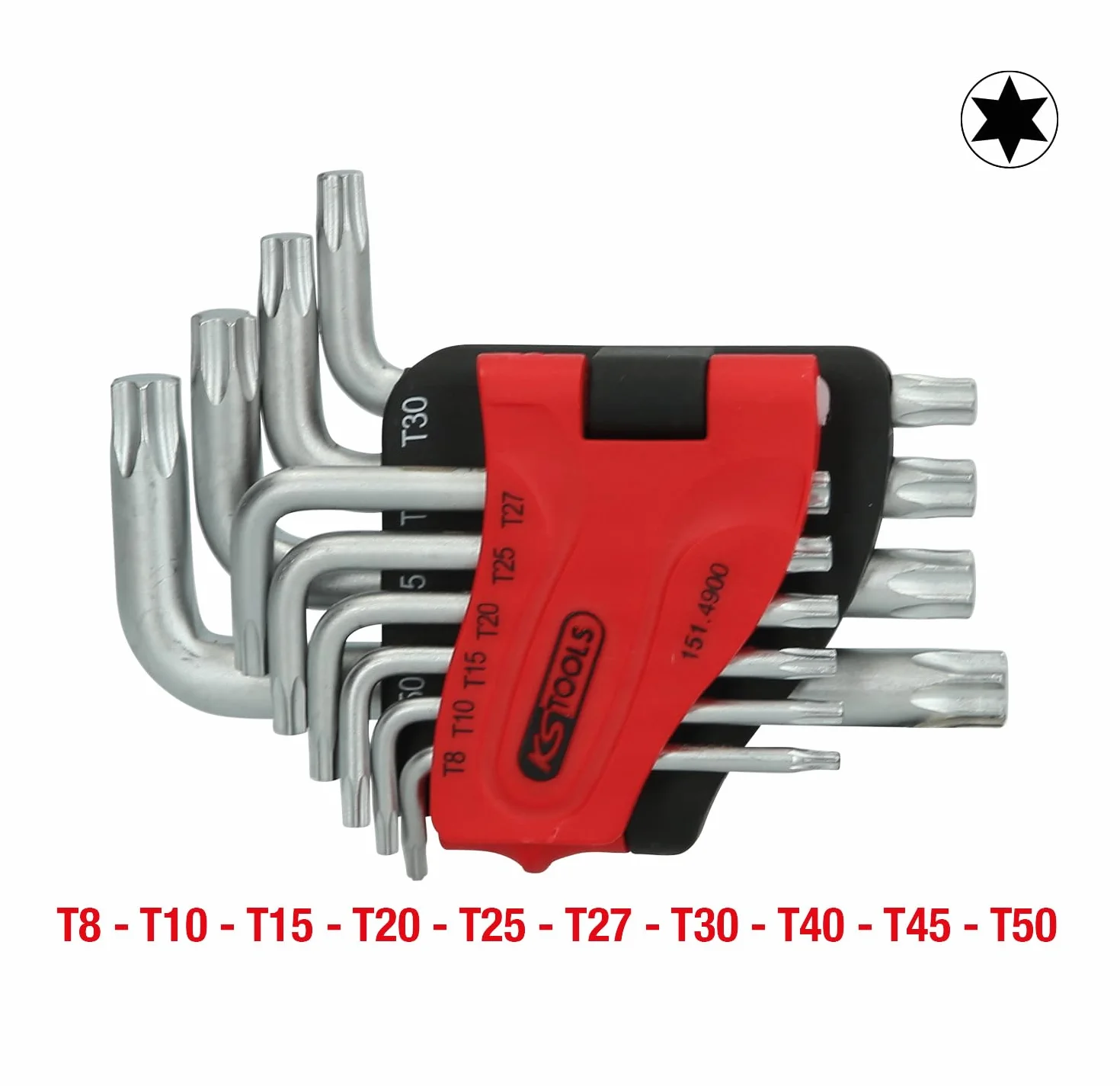 KS Tools 151.4900 Torx-zestaw kluczy kątowych, krótki, 10-szt