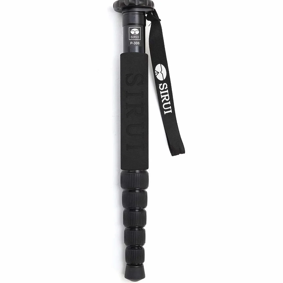 SIRUI Monopod do aparatu P-306, lekki, przenośny monopod o 6-częściowej wysokości, kompaktowy kij podróżny 155 cm do aparatu DSLR, aluminiowy kij do selfie z paskiem na nadgarstek, maksymalne