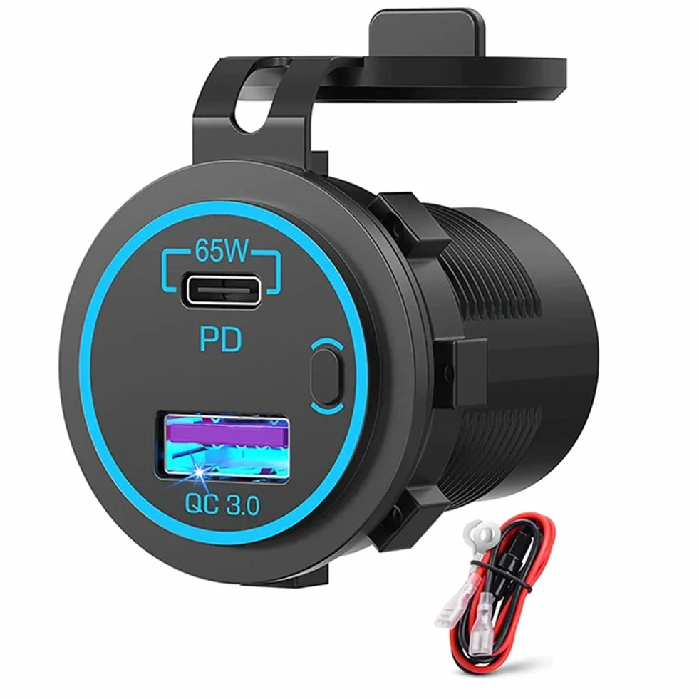 Ładowarka samochodowa USB C 65W PD 12V Multiple Adapter do samochodu ciężarowego