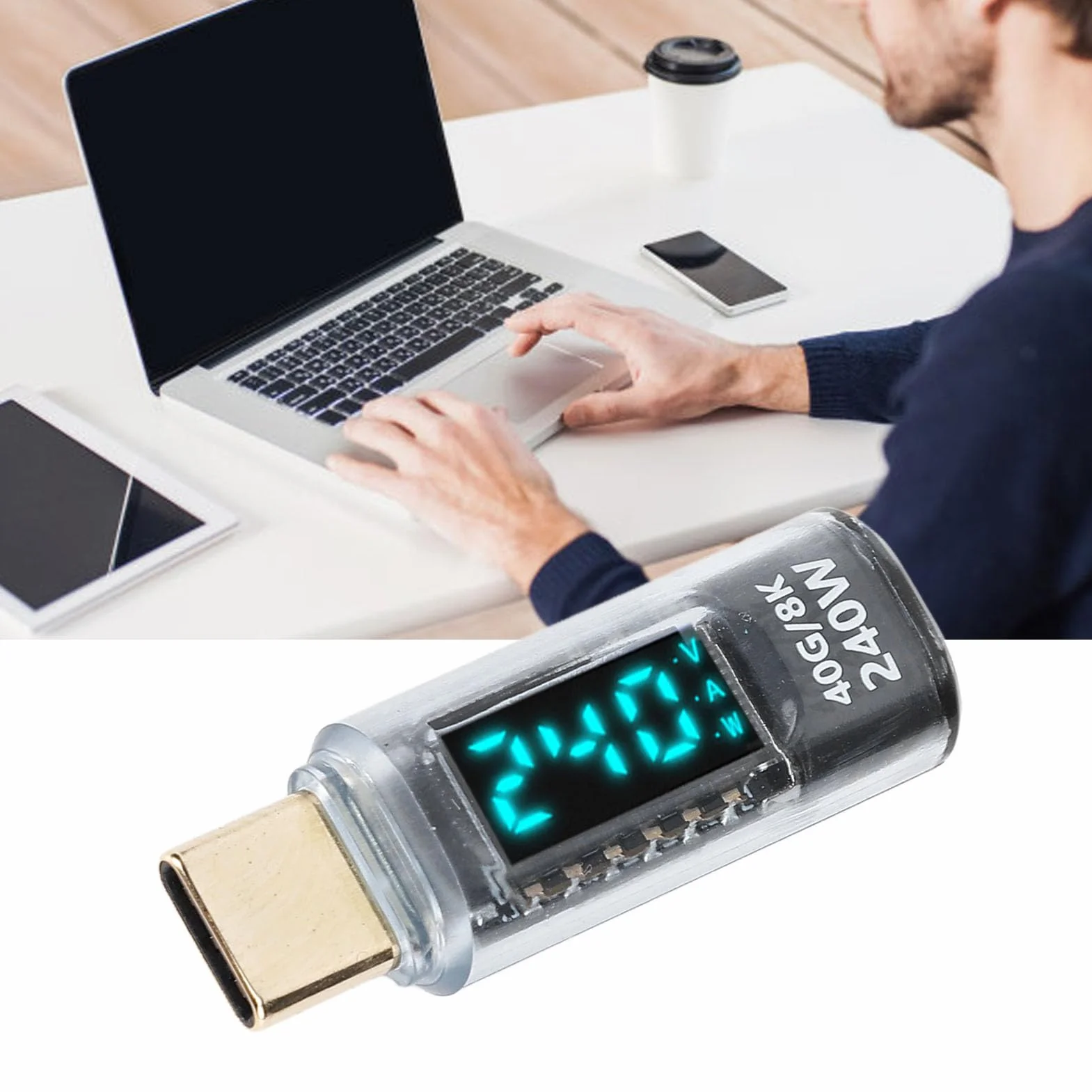 Tester Miernika Mocy Adaptera USB C PD240W 60 Hz 40 Gb/s 8K Wykryj Napięcie Prądu