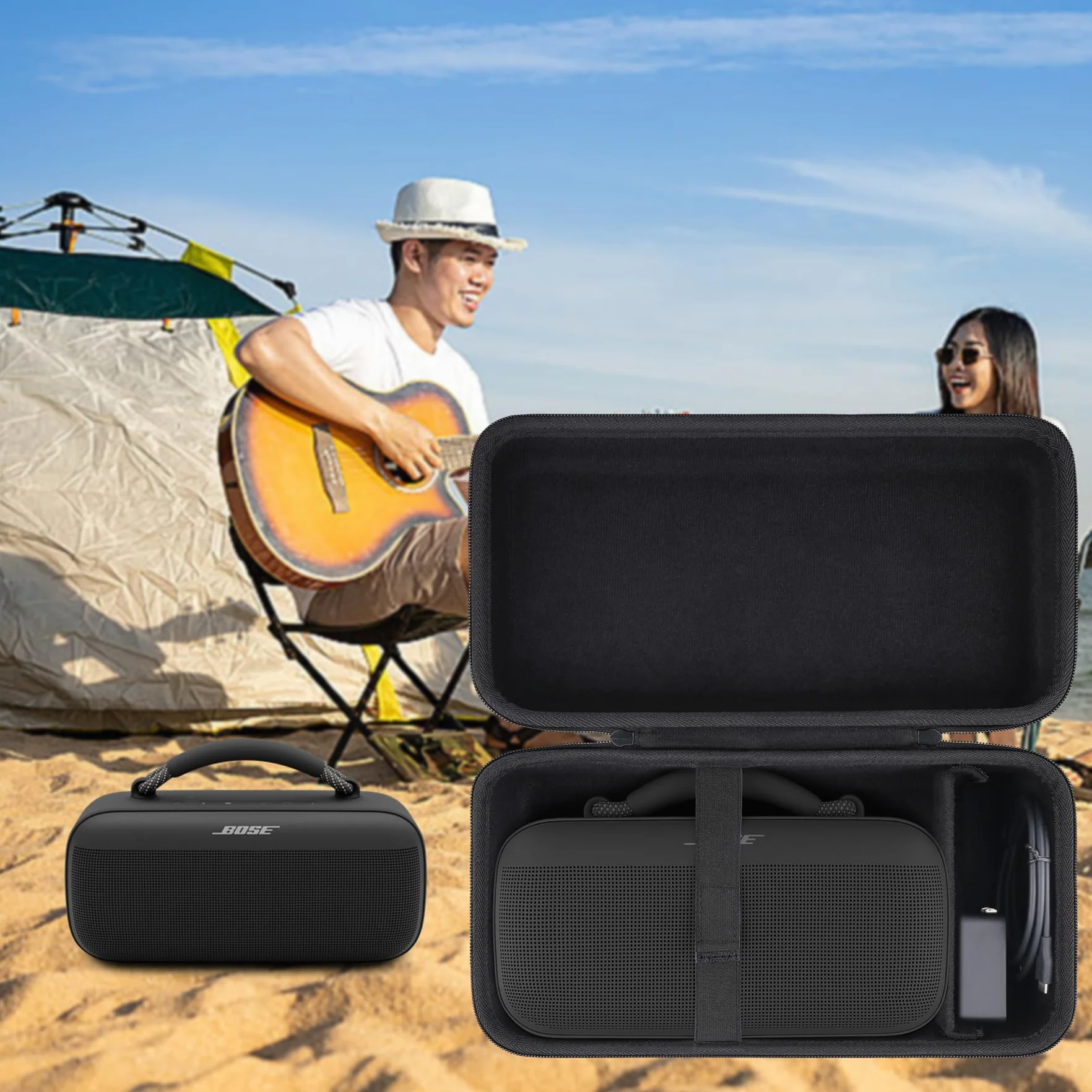 Khanka Twarde etui podróżne zamiennik głośnika Bluetooth Bose Soundlink Max, tylko etui (czarne)