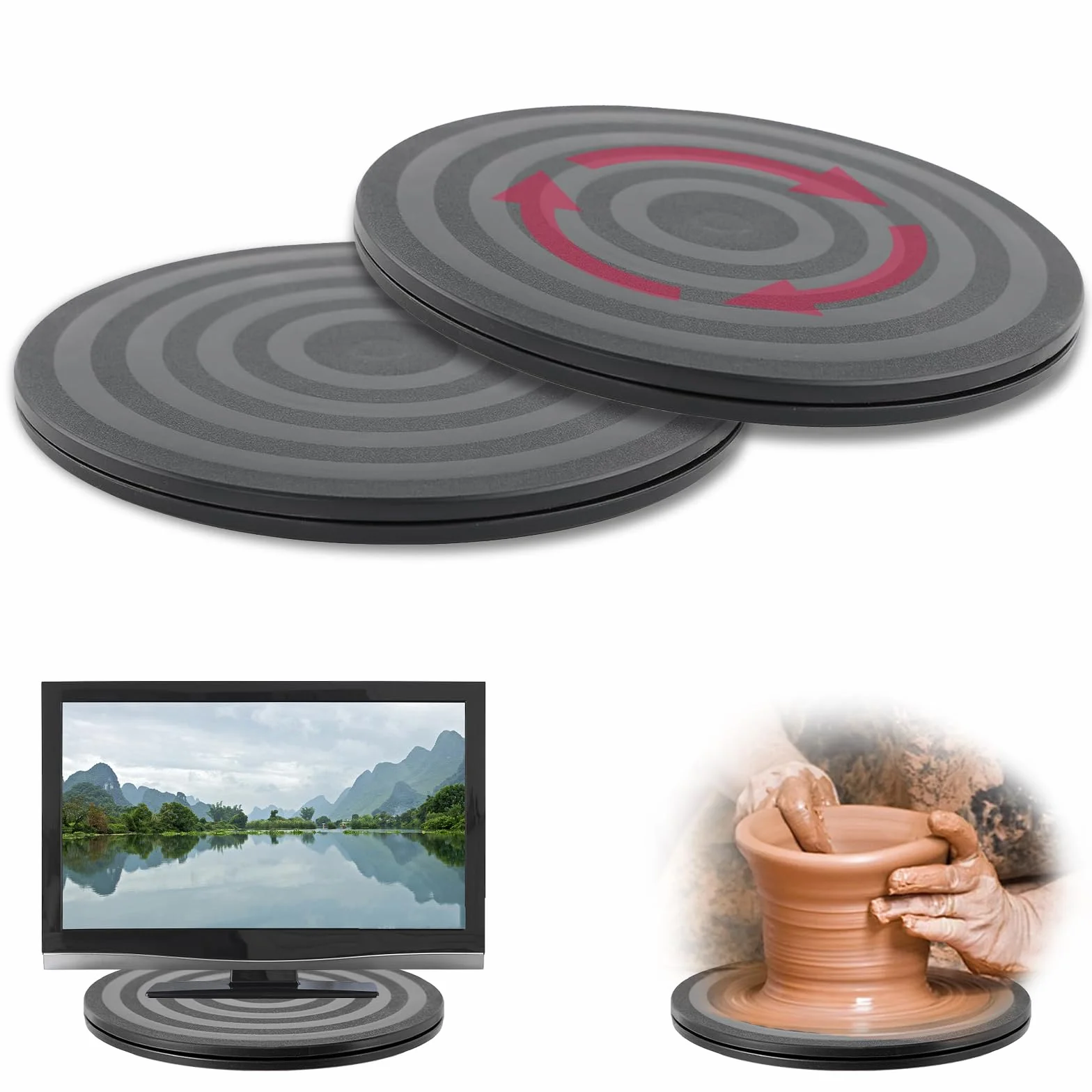 2 szt. Obrotowy stojak o 360° z łożyskami kulkowymi, obrotowa podstawa do telewizora, 20 cm, talerz obrotowy, rośliny doniczkowe, głośniki, laptopy, monitory, przedmioty rzemieślnicze