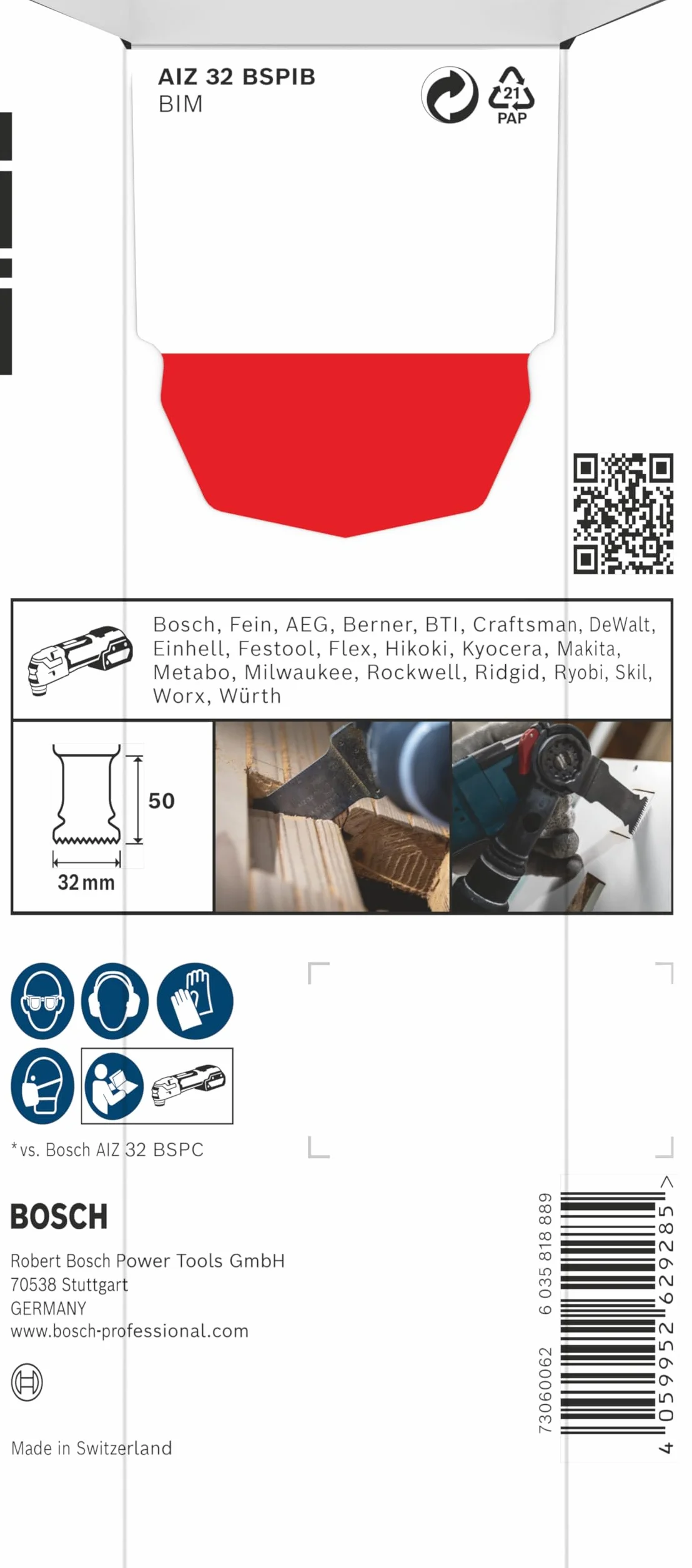 Bosch 5 x PRO Multi Material AIZ 32 BSPIB arkusz do narzędzi wielofunkcyjnych (do twardego drewna, płyt powlekanych tworzywem sztucznym, szerokość 32 mm, profesjonalne akcesoria, narzędzie