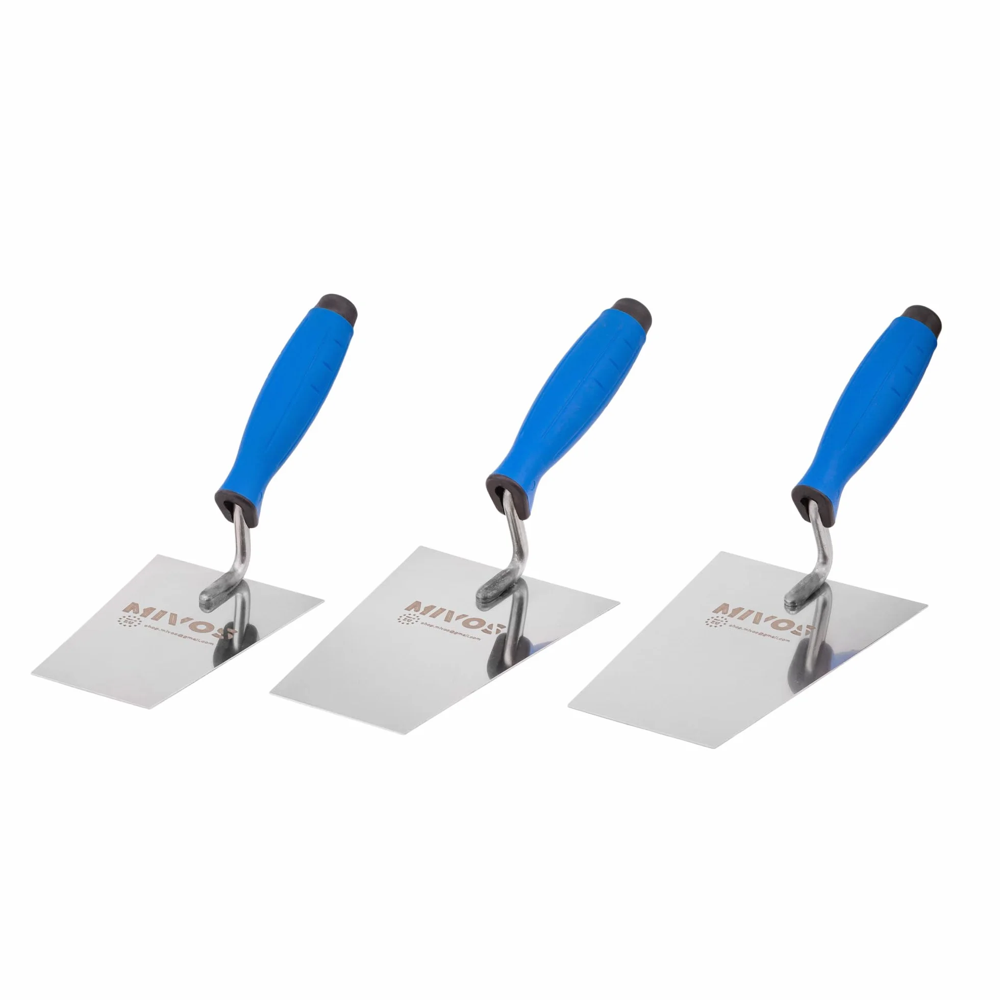 Mivos Kielnia trapezowa ze stali nierdzewnej 140 x 70 mm – nierdzewna kielnia murarska 140 mm z gumowym uchwytem – kielnia tynkarska do prac murarskich – paca wygładzająca trapezowa, wyprodukowana w