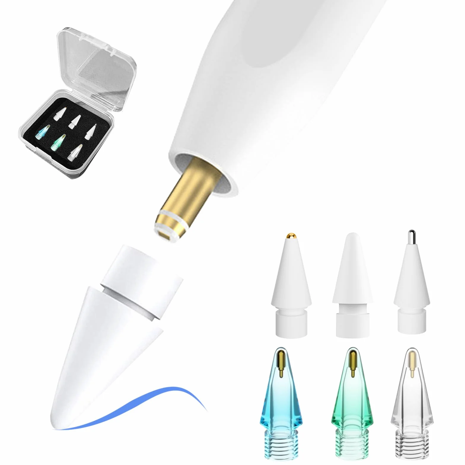 Metalowe i plastikowe końcówki do Apple Pencil 1. i 2. generacji - Zestaw 6 szt.