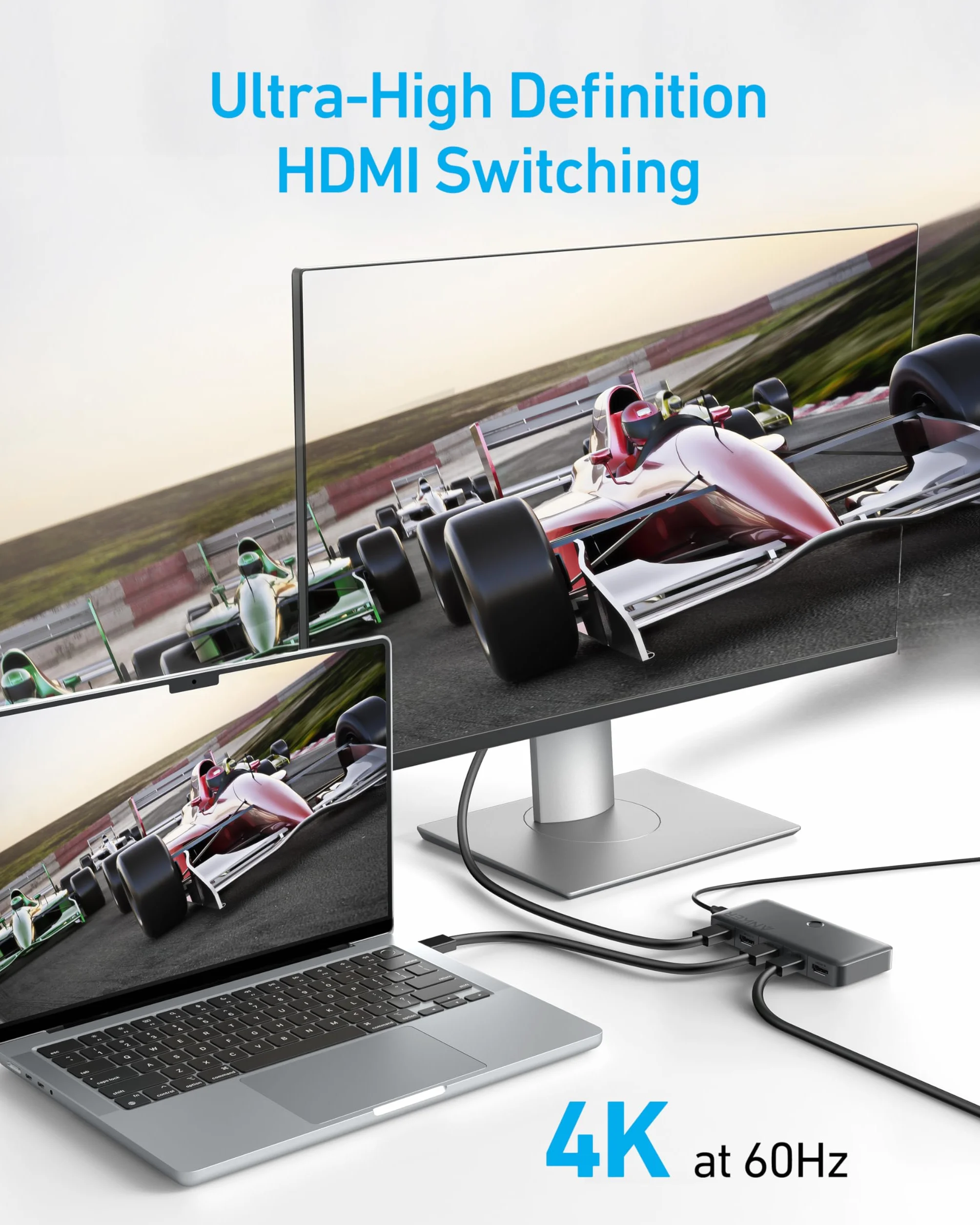 Anker HDMI Switch Bi-Directional 4K@60Hz 4-in-1 Metal Splitter with LED Indicators
