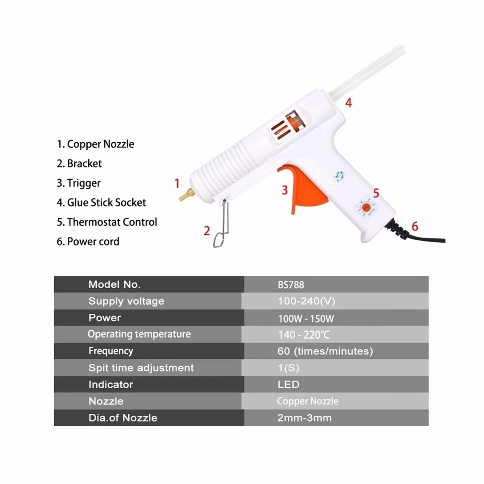 Pistolet Do Klejenia Na Gorąco 150W Profesjonalne Narzędzie Naprawy Przeszczepów Z Regulacją W Wysokiej Temperaturze Elektryczna Opalarka DIY Termiczne Szybkie Nagrzewanie(Gun-Nozzle40mm)