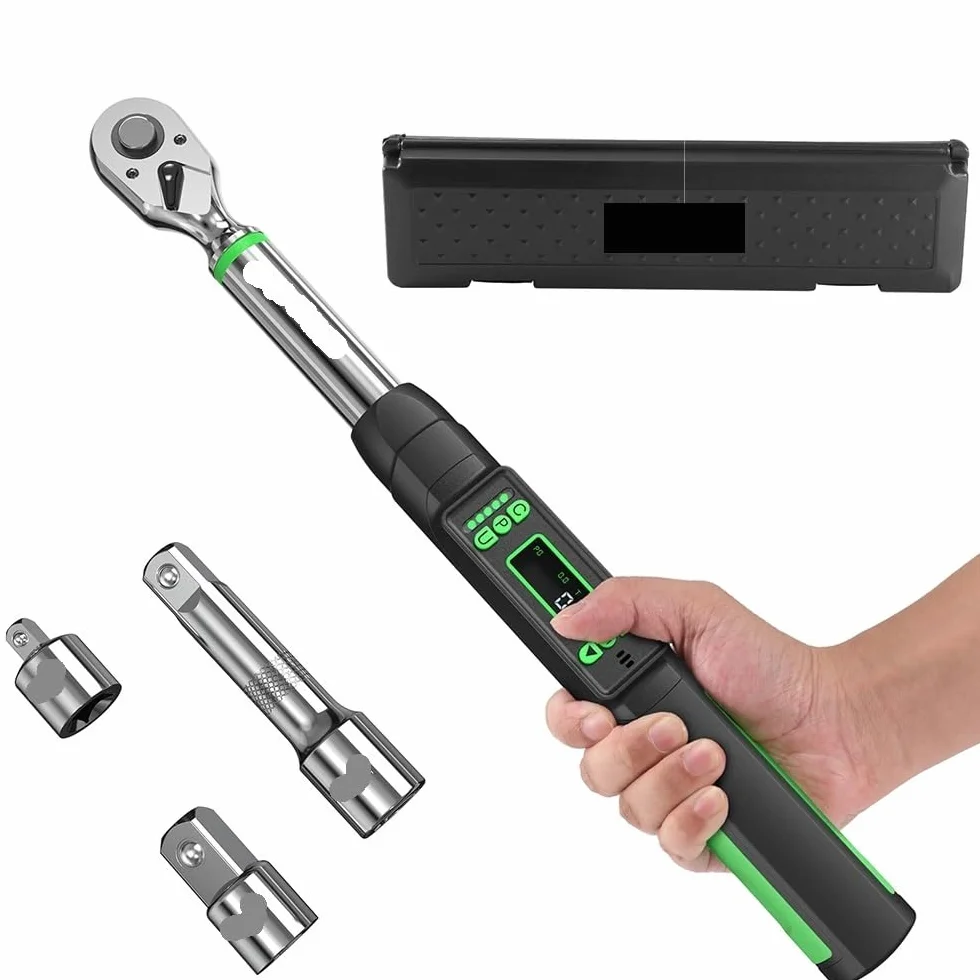 Klucze dynamometryczne Cyfrowy klucz dynamometryczny 3/8 cala z adapterem 1/4 1/2 Dwukierunkowa głowica grzechotkowa Mini Electronic Telescopic Ratchet