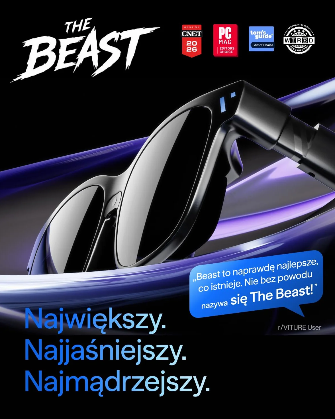 VITURE Beast okulary XR 174" 1200p 58° FOV wbudowany VisionPair™ 3DoF HARMAN Audio AR dla iPhone Android Mac PC Switch 2