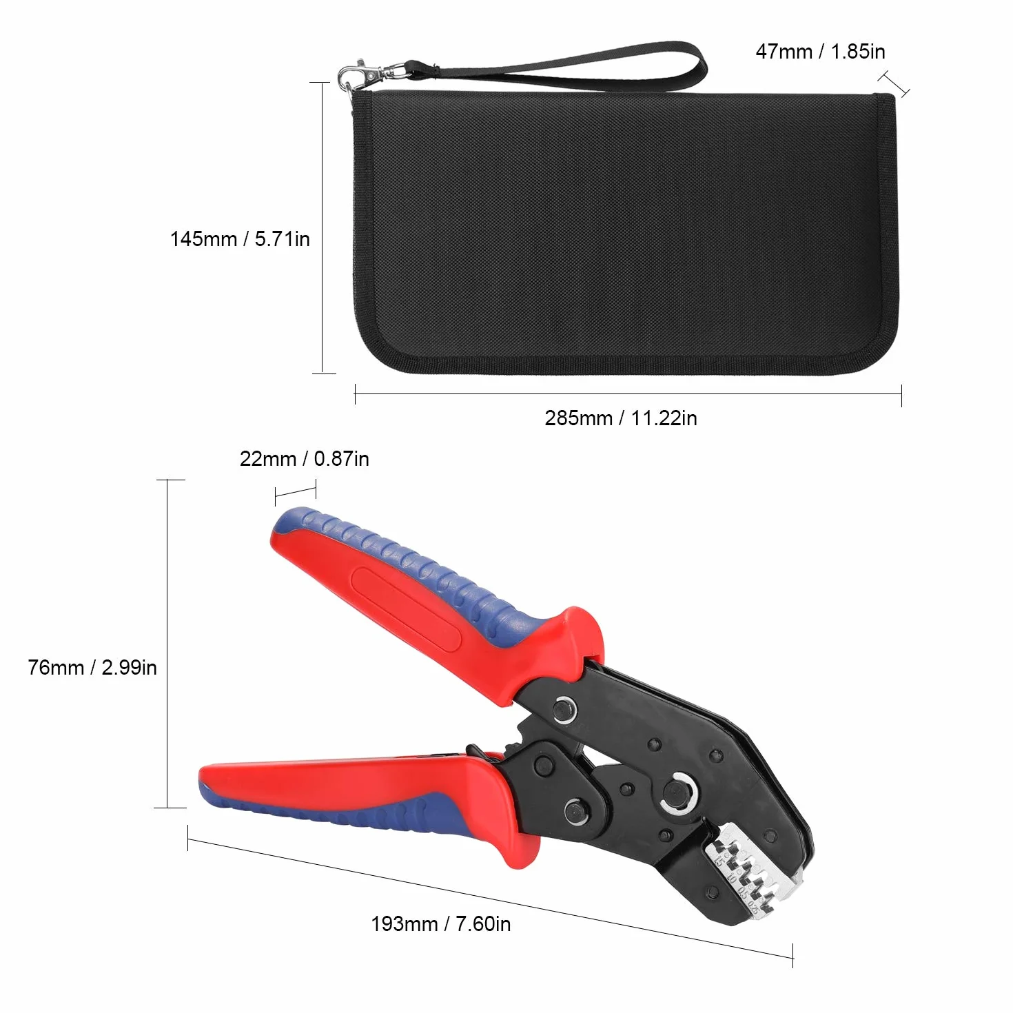 SN - 48BS Ferrule Crimping Tool Kit | 8 Interchangeable Jaws for Insulation Terminals | High - Strength Steel Crimper with Automatic Release | Electrical Work/Automotive Repair