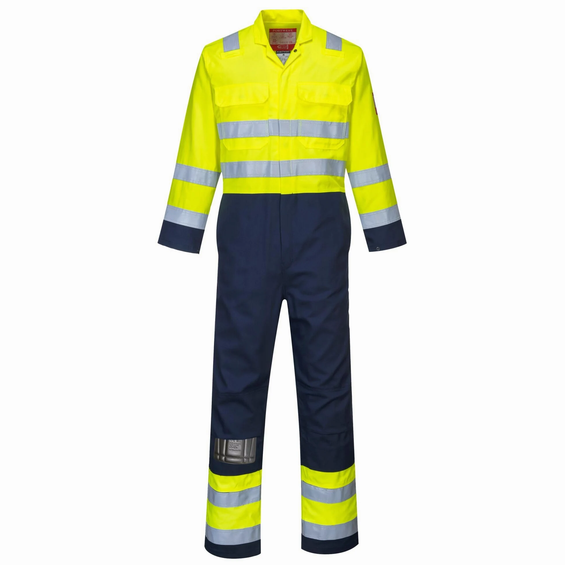 Portwest BIZ7 Ostrzegawcza Antystatyczny Bizflame Pro Kombinezon, Regularny, Rozmiar XL, Żółty/Granatowy