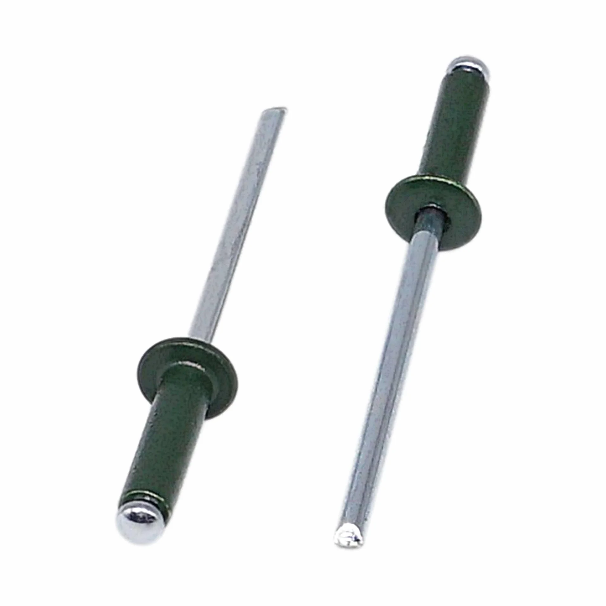 SKIR'CO (200 szt.) Malowane nity zrywalne 3,2 x 12 mm, aluminiowe nity zrywalne, DIN 7337, głowica kopułowa, stalowy trzpień, nity pop (chrom zielony RAL 6020)