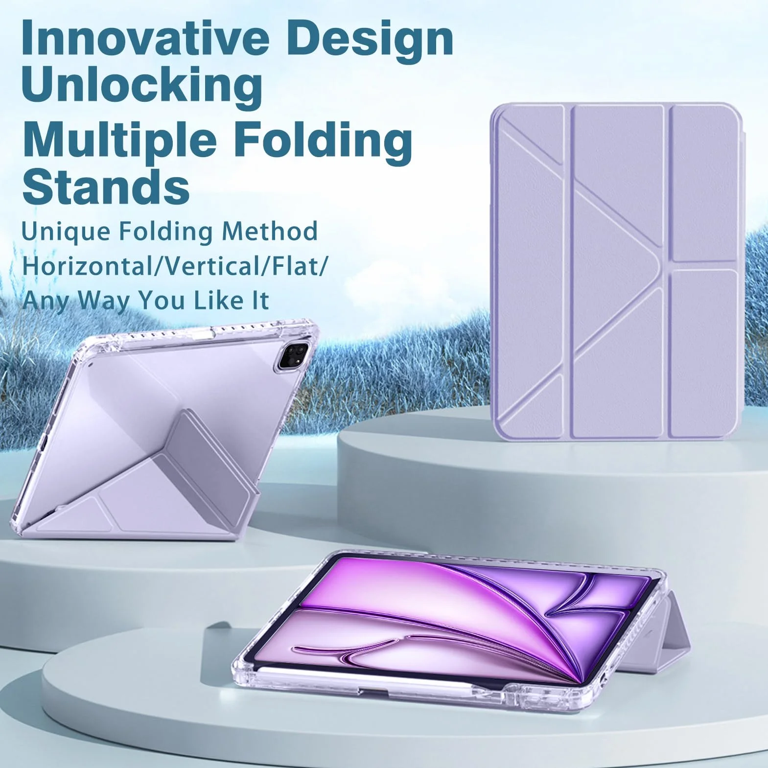 Etui Kompatybilne z iPad Air 11 Cala M4/M3/M2 2026/2025/2024, iPad Air 5/4 10,9 Cala, iPad Pro 11" 2018-2022, Automatyczne Budzenie/Snu, Liliowy Fiolet