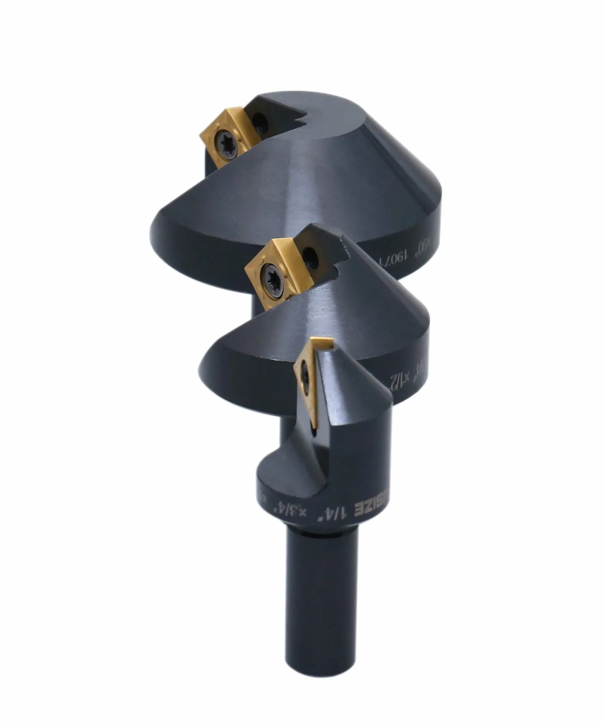 Accusize - 3 szt./zestaw wieloostrzowych pogłębiaczy z węglików spiekanych 90 stopni, 1/4'', 1/5.1 cm, 1-1/10.2 cm, #0046-0990