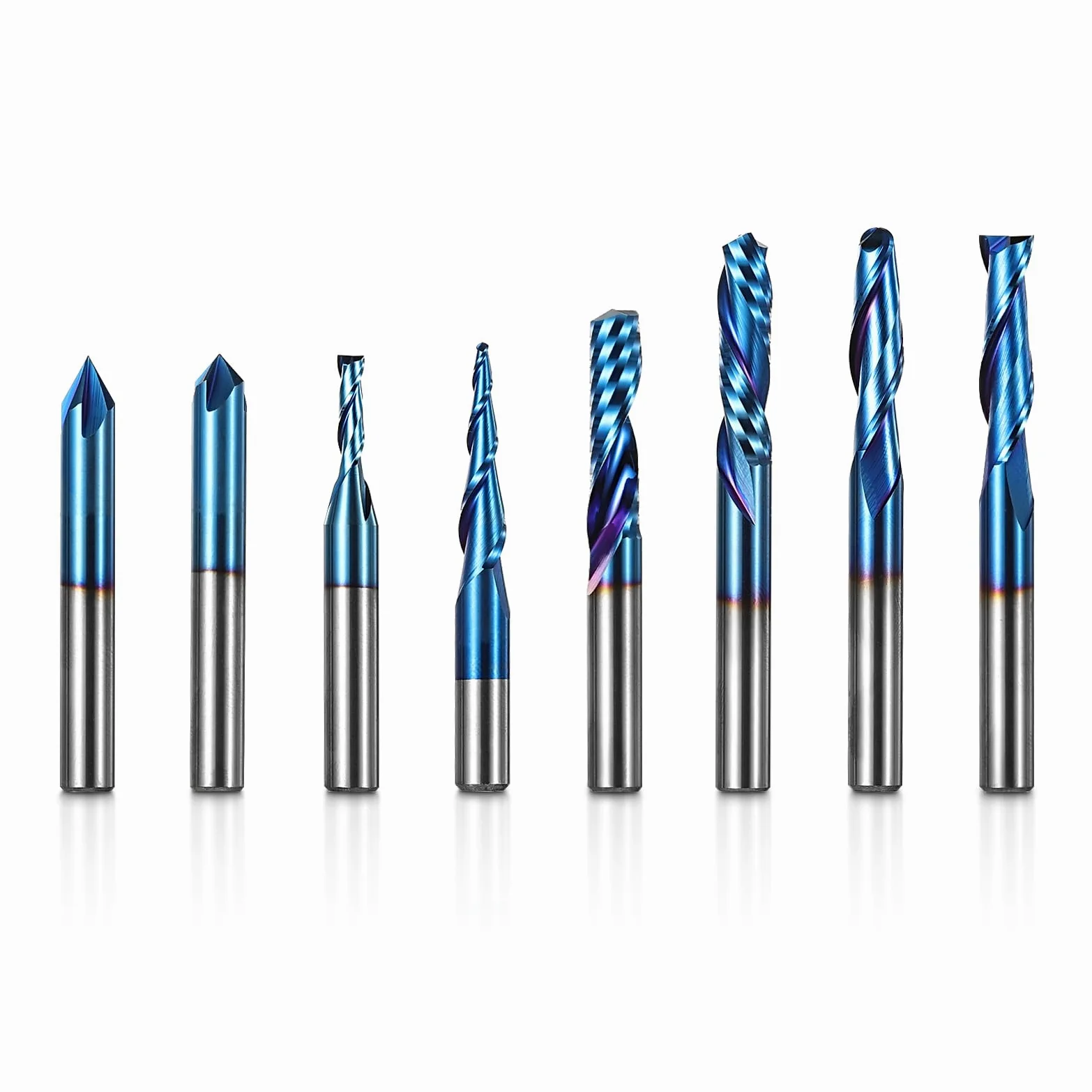 Genmitsu Carbide CNC zestaw bitów do routera z nano-niebieską powłoką, trzpień 1/4"