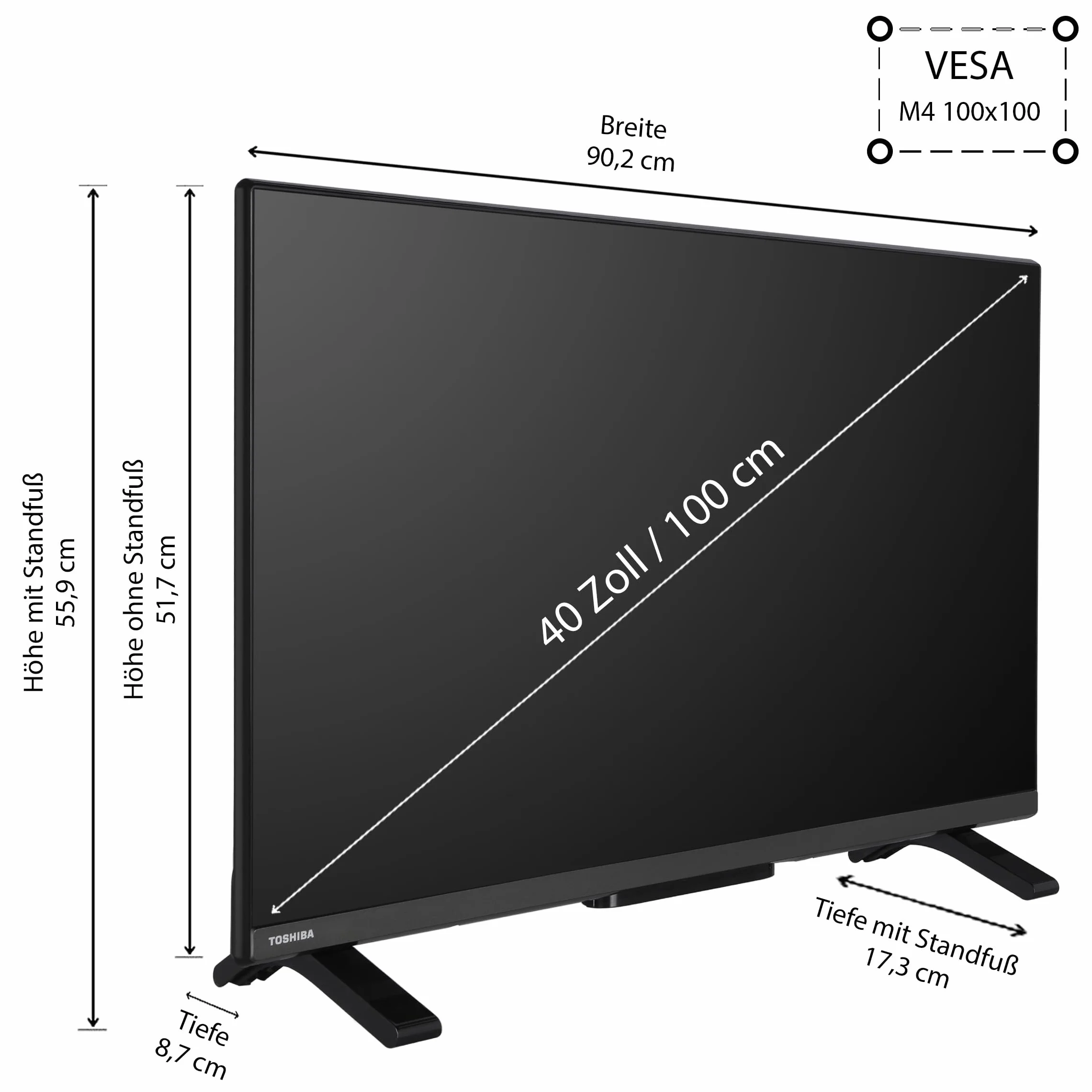 Toshiba 40LV2E63DAZ 40-calowy telewizor Smart TV Full HD HDR potrójny tuner Bluetooth Dolby Audio