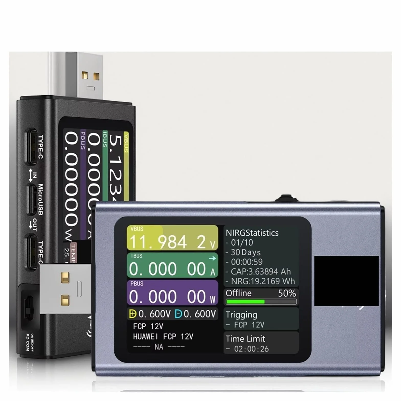 FNB58 Digital Voltmeter Ammeter USB Tester TYPE-C Fast Charge Detection Trigger Capacity Measurement Ripple(FNB58)