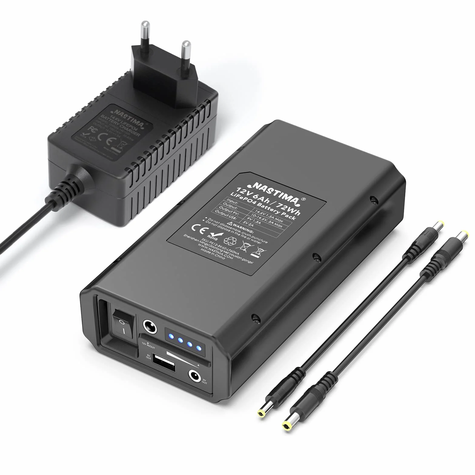 NASTIMA Powerbank LiFePO4 12V 6000mAh z podwójnym wyjściem 12V 9V DC i 5V USB