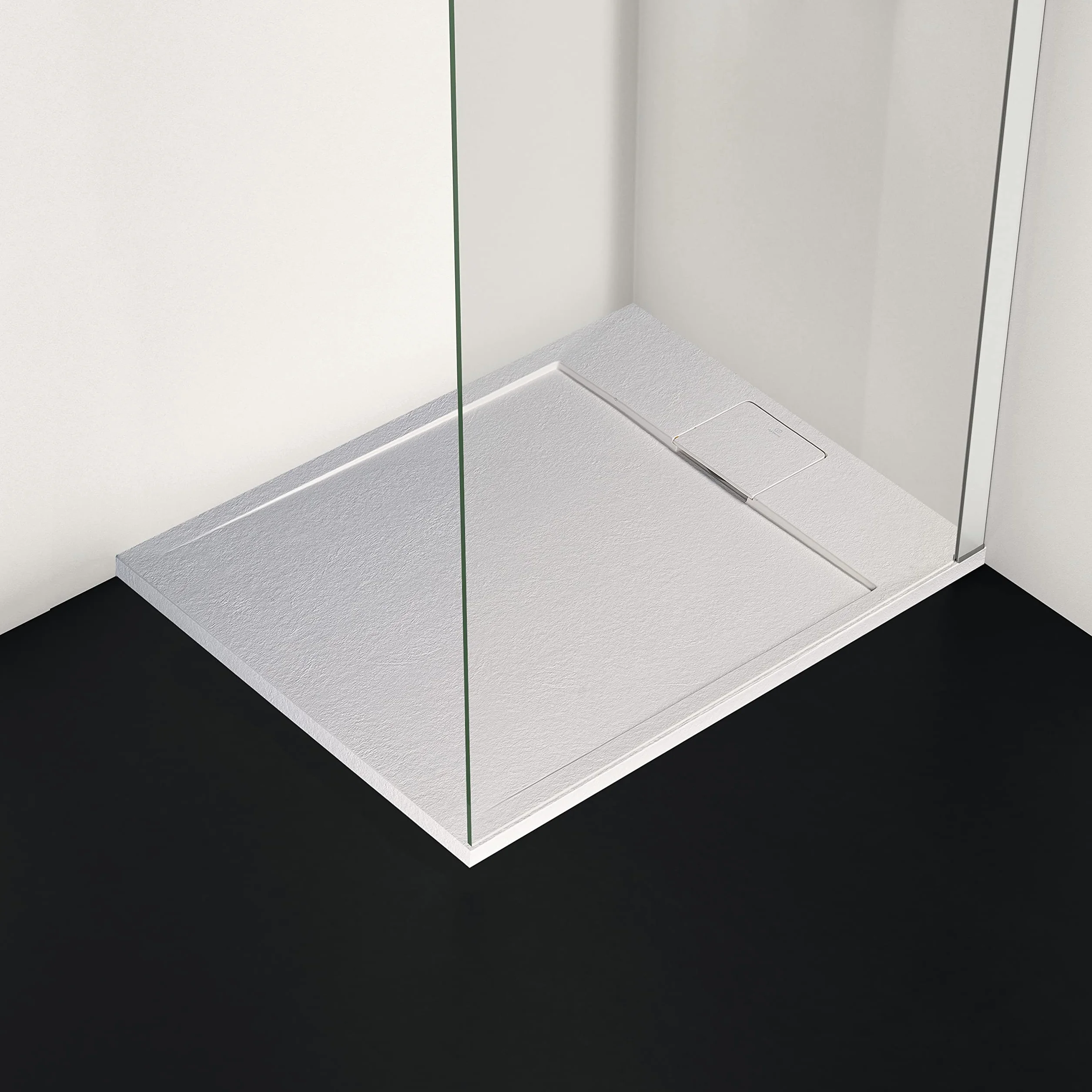 Ideal Standard Ultra Flat S i.life, brodzik prysznicowy, prostokątny, 100 x 80 cm, krótki boczny, matowe wykończenie o wyglądzie kamienia, biały