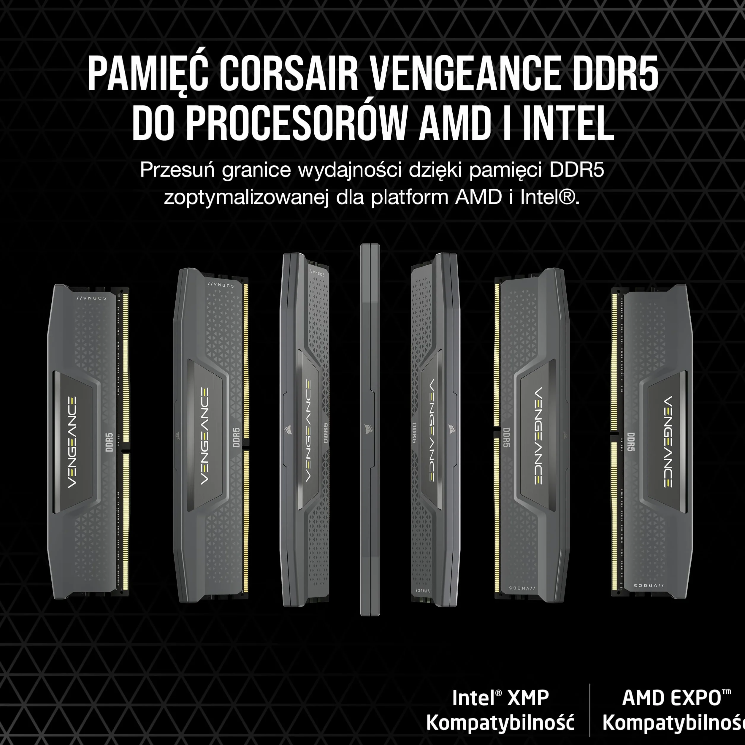 CORSAIR VENGEANCE DDR5 RAM 32GB 6000MHz CL30 AMD EXPO Kompatybilna Pamięć Komputerowa iCUE Szary