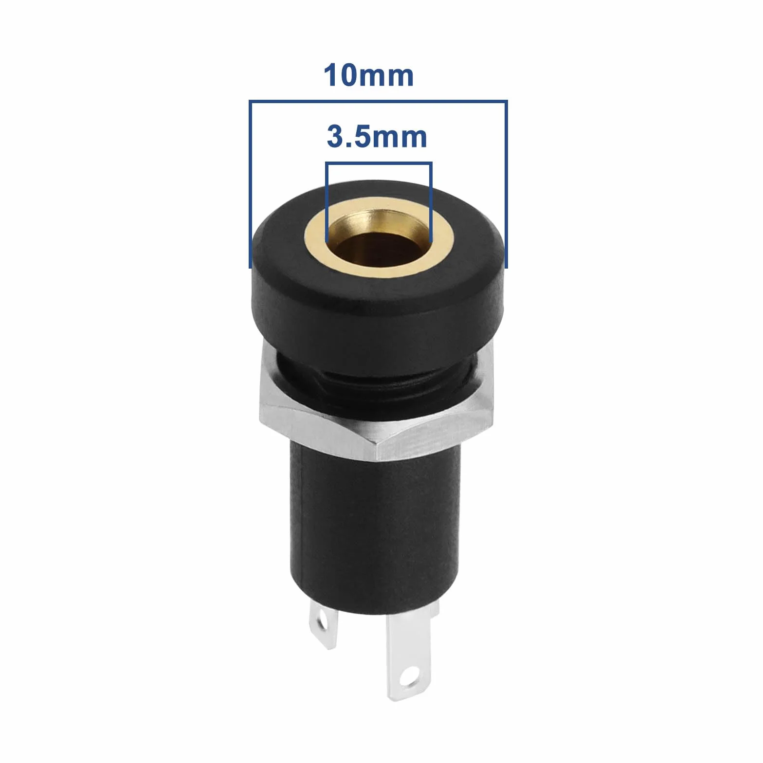EMSea 5 sztuk 3,5 mm gniazdo audio jack 3 bieguny gniazdo stereo wtyczka jack wtyczka stereo panel lutowania czarny z nakrętką