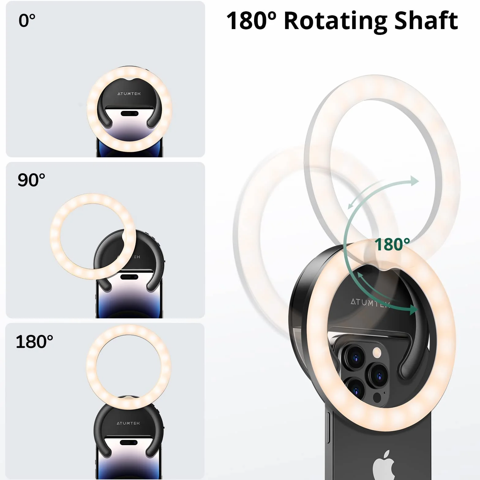 ATUMTEK Pierścień świetlny do telefonu Selfie Ring Light 40 LED z akumulatorem