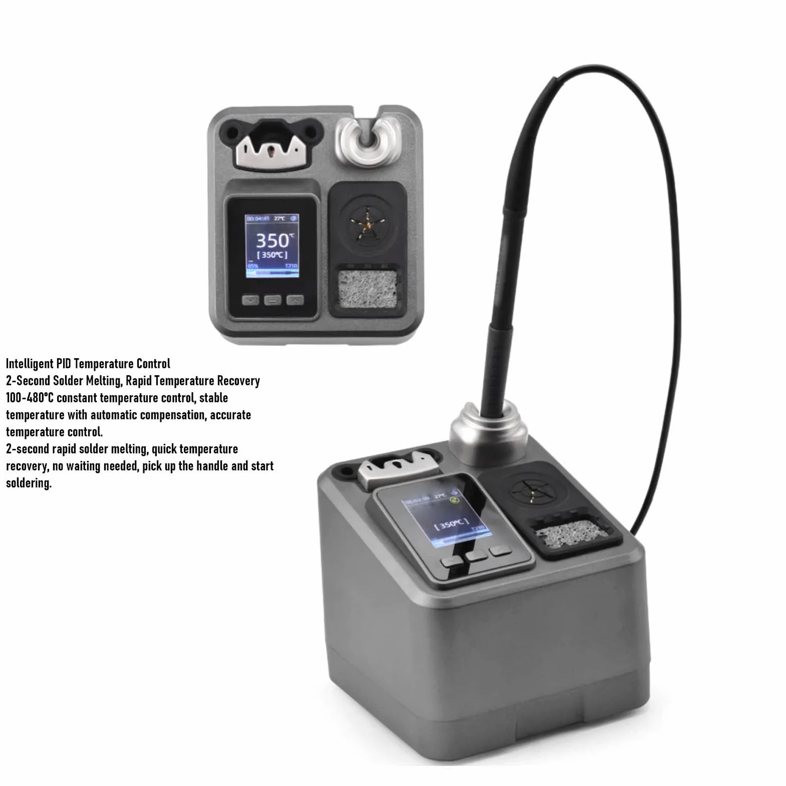 GOWENIC Profesjonalna Stacja Lutownicza, Szybkie Nagrzewanie 2 S, Lutownica 120 W z Wyświetlaczem LCD, Inteligentna Kontrola Temperatury PID (wtyczka UE)