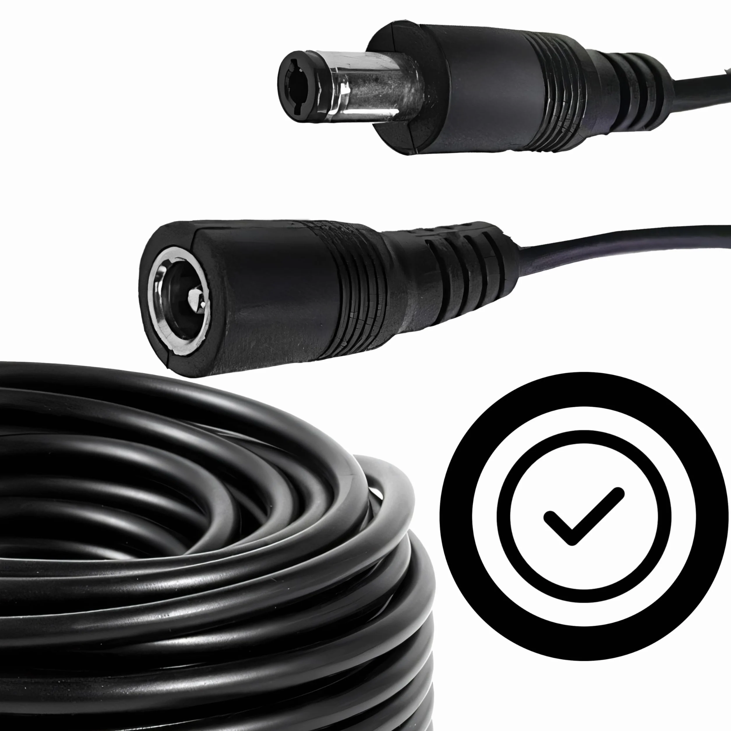 Retoo 5 m kabel przedłużający DC wtyczka 5,5 mm x 2,1 mm przedłużacz do kamery monitoringu DVR routera drukarki LED Strip Light kamera bezpieczeństwa IP kamera sieciowa 12 V zasilacz sieciowy czarny