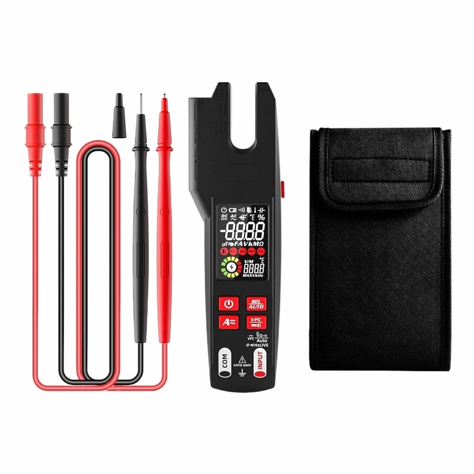 Cyfrowy Miernik Cęgowy Widelec DC/AC 600A Profesjonalne Szczypce Amperomierze T-RMS Prąd OpenJaw Tester Elektryczny Auto Multimetr Bezpieczny, Praktyczny, DokłAdny(U6-USB Charging)