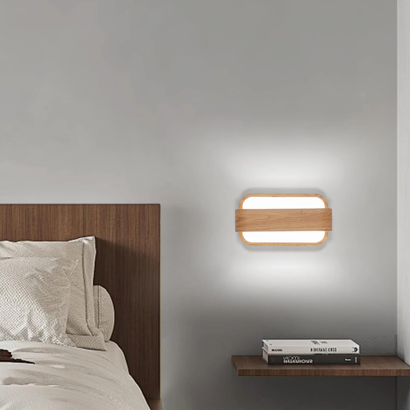 Comely Kinkiet Wewnętrzny, 13W 1462LM Lampa Ścienna LED, Nowoczesny Akrylowy Kinkiet Wzór, Oświetlenie Oprawa Ścienna W Kolorze Drewna Do Sypialni, Salonu, Korytarza, Białe Światło 6500K, 27CM
