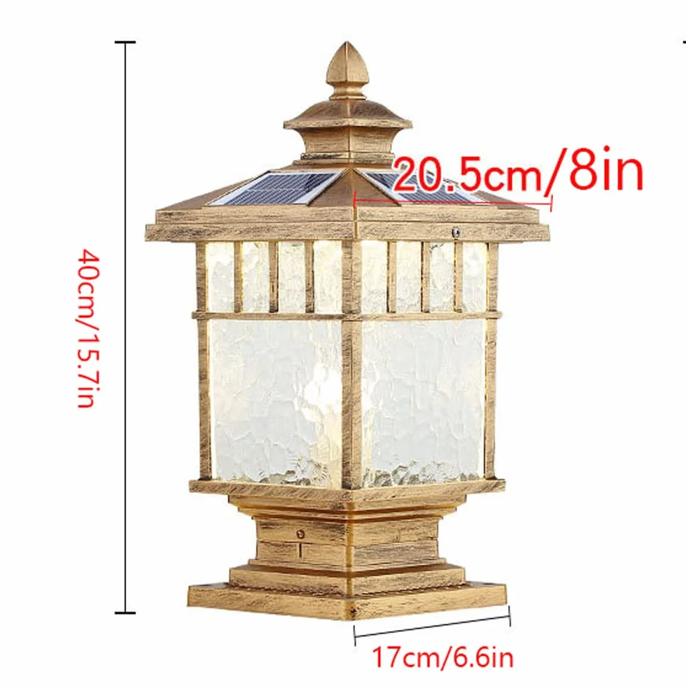 Nowoczesna solarna lampa słupkowa, minimalistyczna kreatywna wodoodporna lampa filarowa do dziedzińca, ogrodzenia werandy, bramy ogrodowej, podstawa E26 odlewane aluminium ze szklanym kloszem