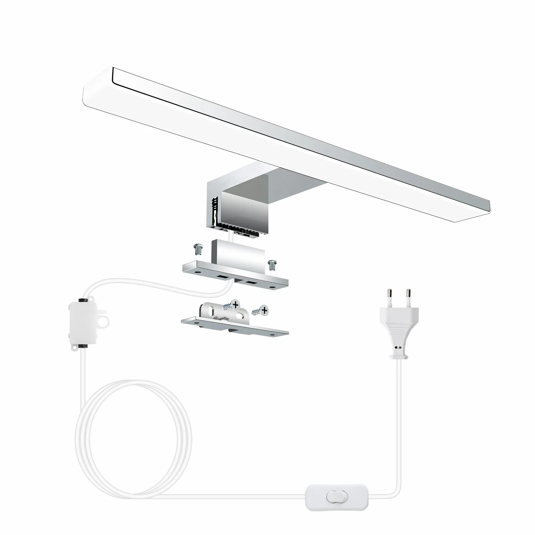 Lampa łazienkowa LED nad lustro, 5 W, neutralna biel, 4000 K, lampa ścienna 500 lm, lampa do lustra z wtyczką, montaż 3 w 1, 30 cm, IP44, lampa łazienkowa z lustrem, 230 V, 300 mm