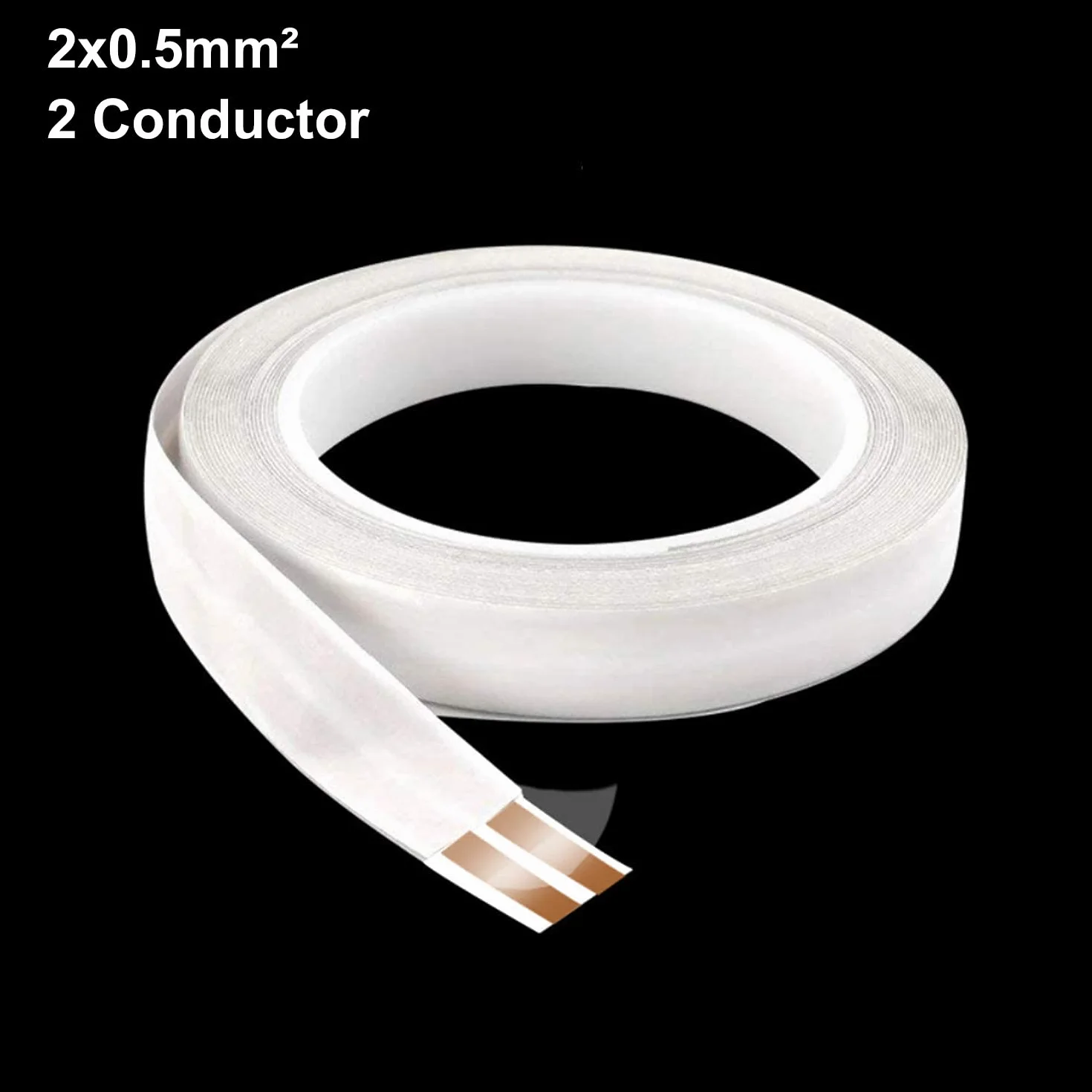 Białe płaskie kable głośnikowe samoprzylepne niskoprofilowe z czystej miedzi 60 cm x 65 m